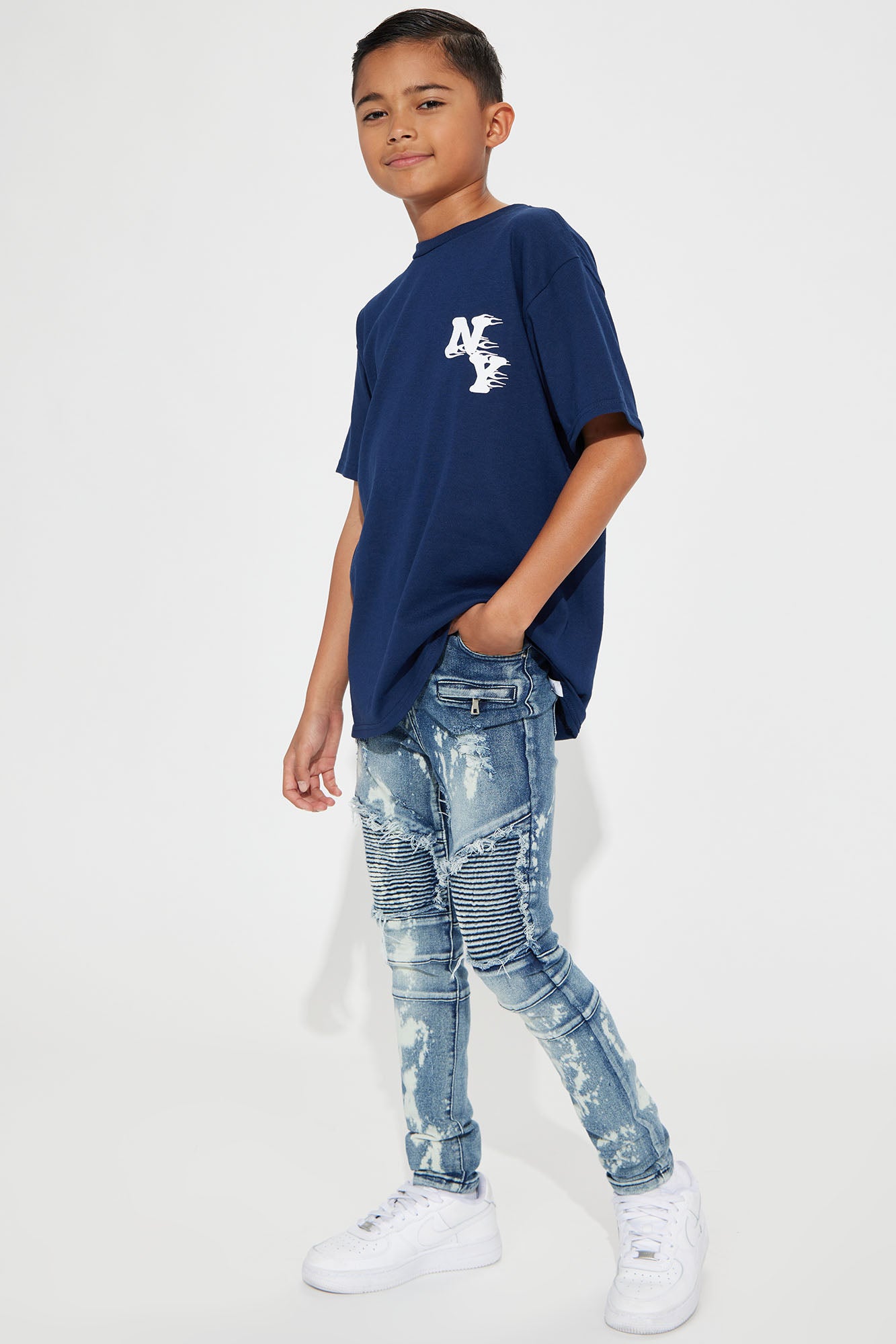 Mini Splatter Moto Denim Skinny Jeans