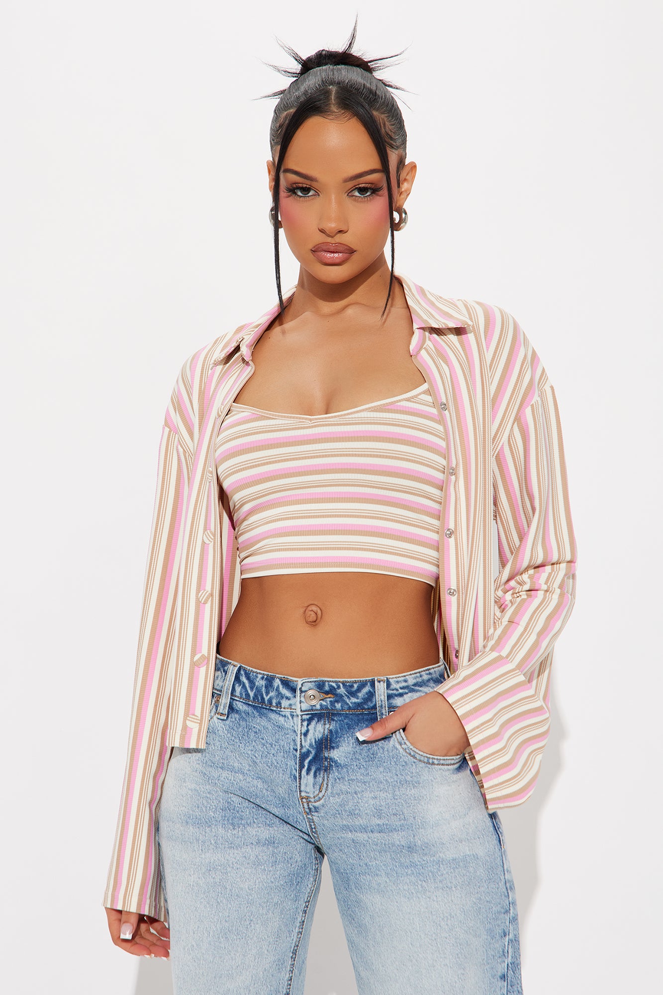 Willow Stripe Tank And Cardigan Top