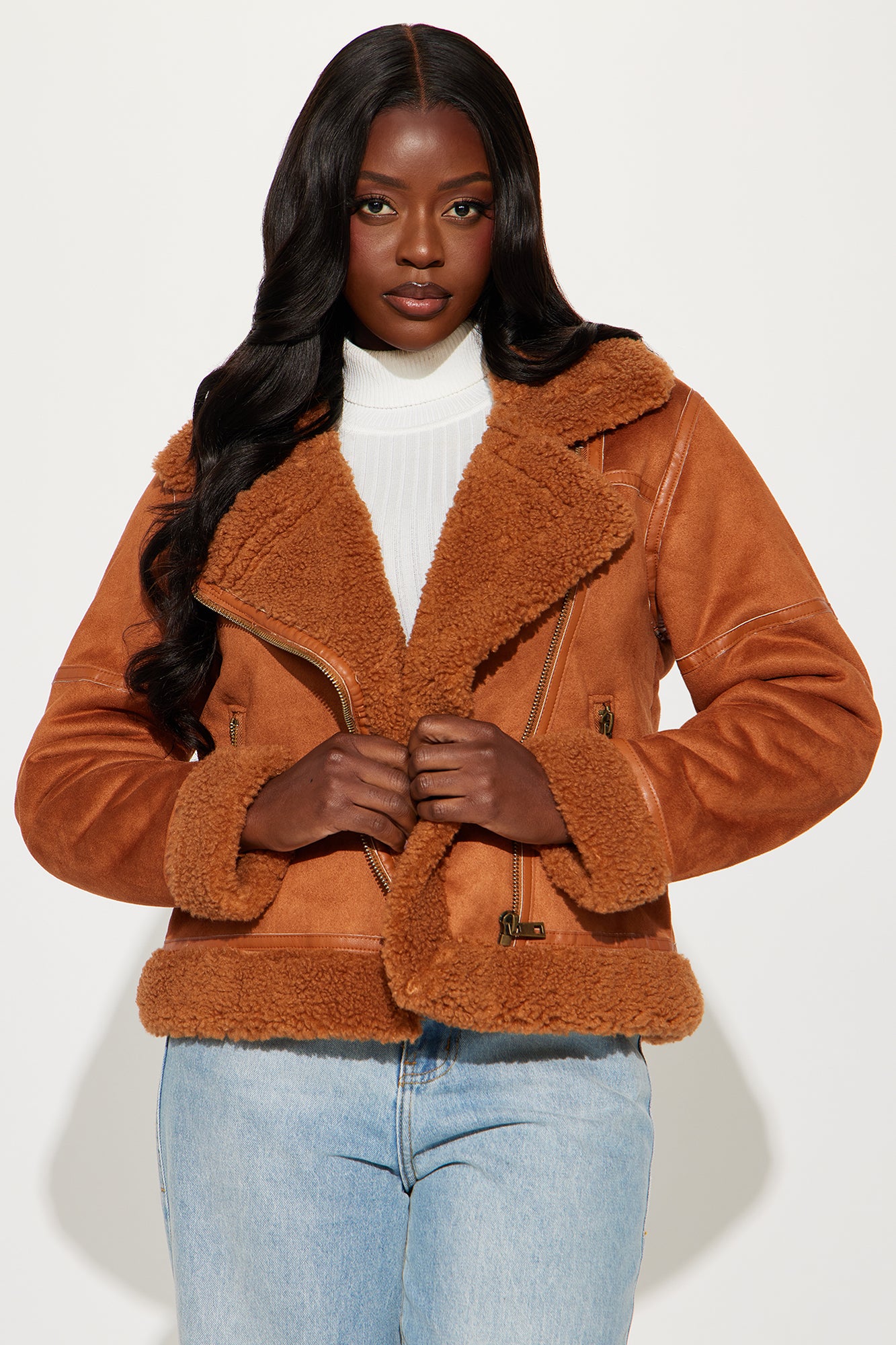 Mielle Faux Suede Aviator Jacket