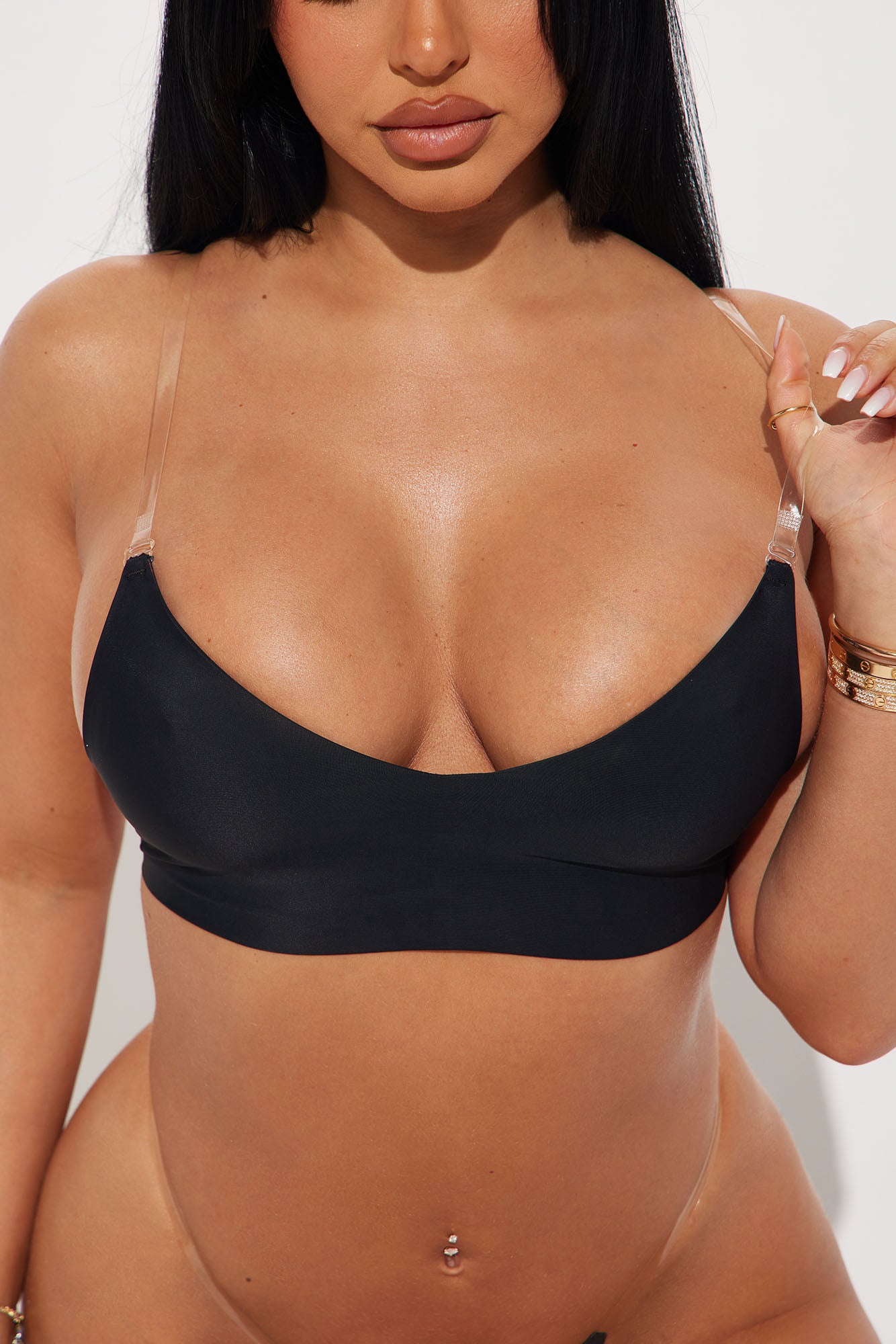 No Show Microfiber Clear Strap Bralette