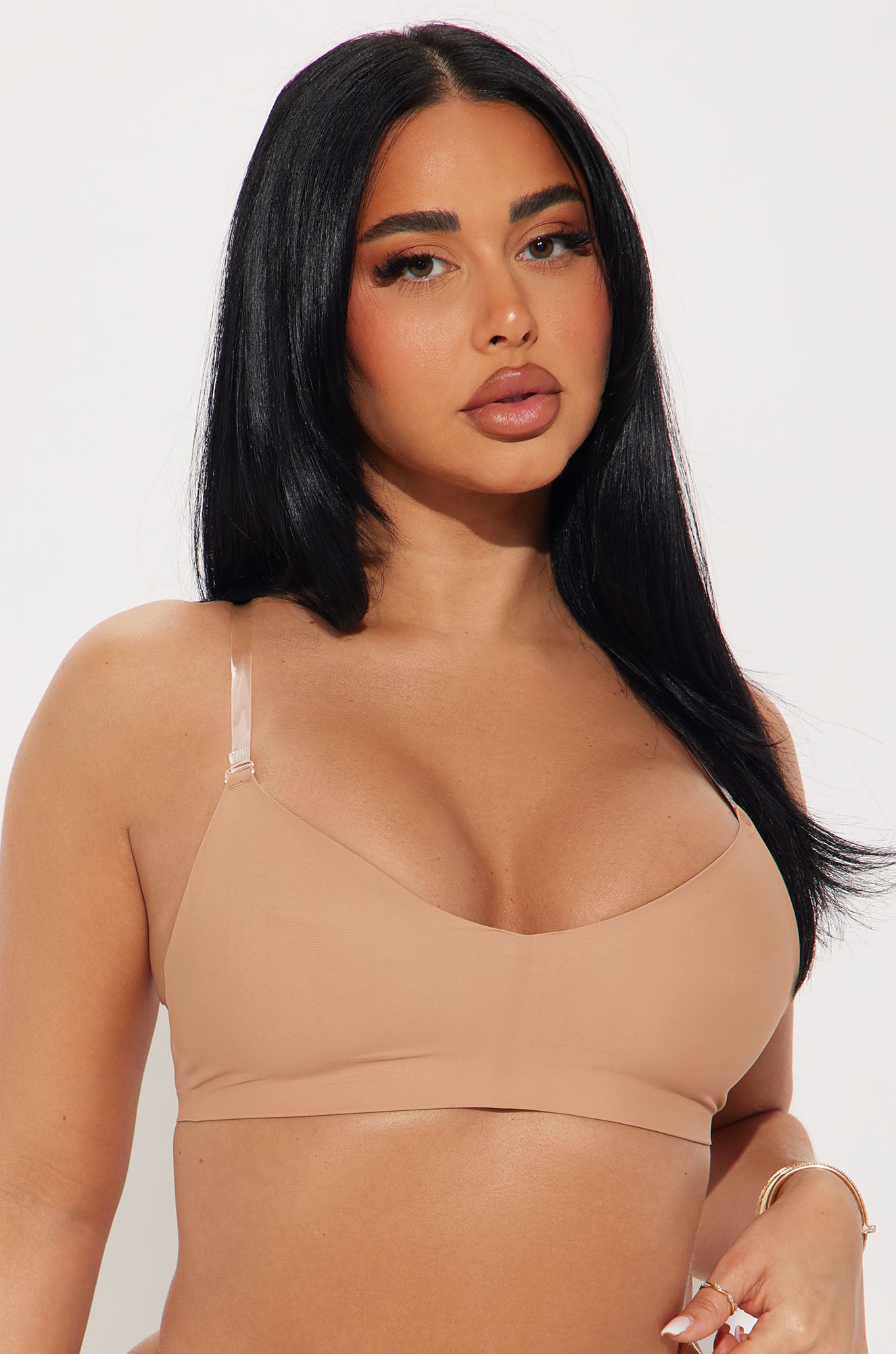 No Show Microfiber Clear Strap Bralette