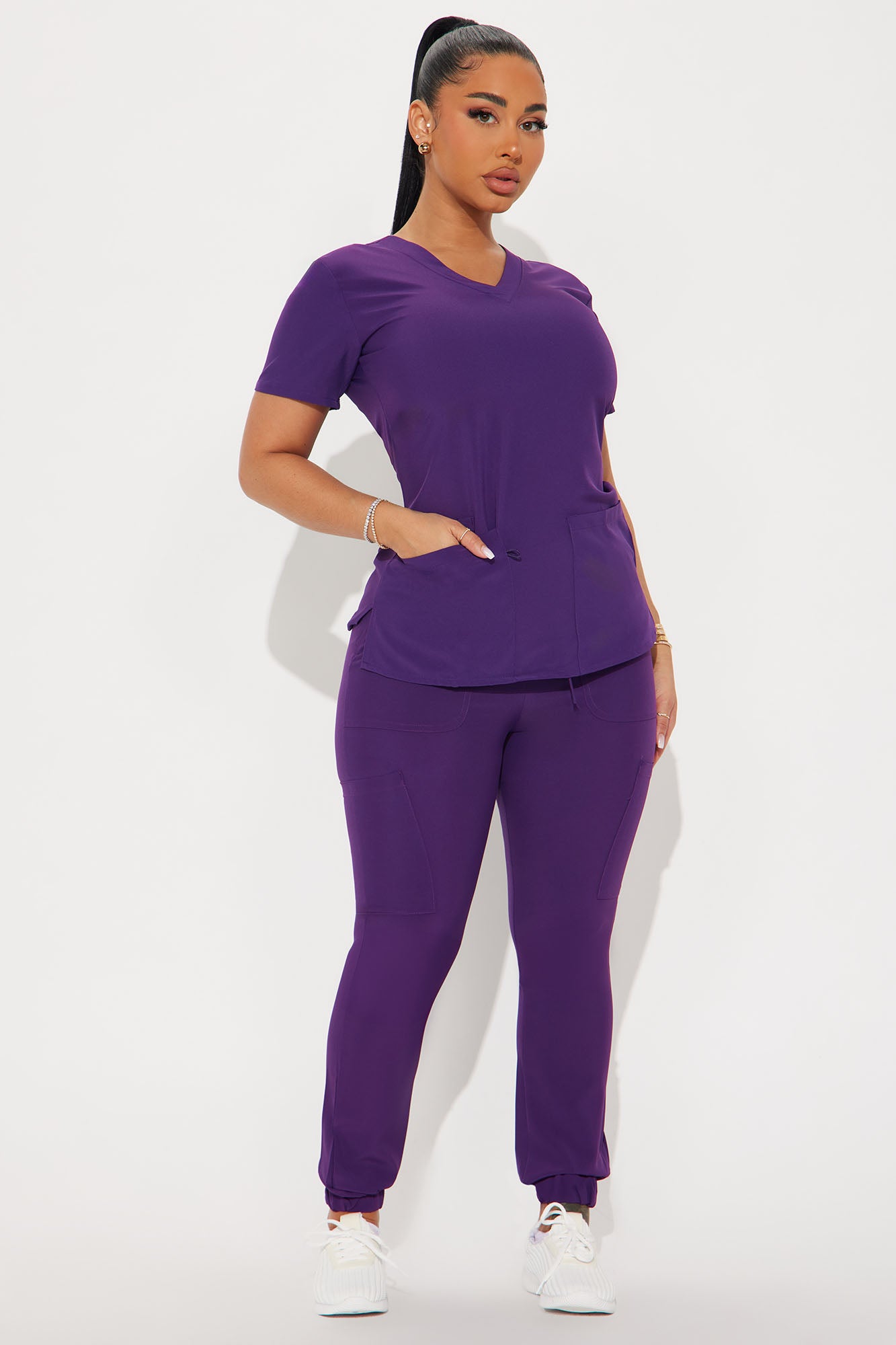 Working On It Stretch Uniform Scrub Jogger Set