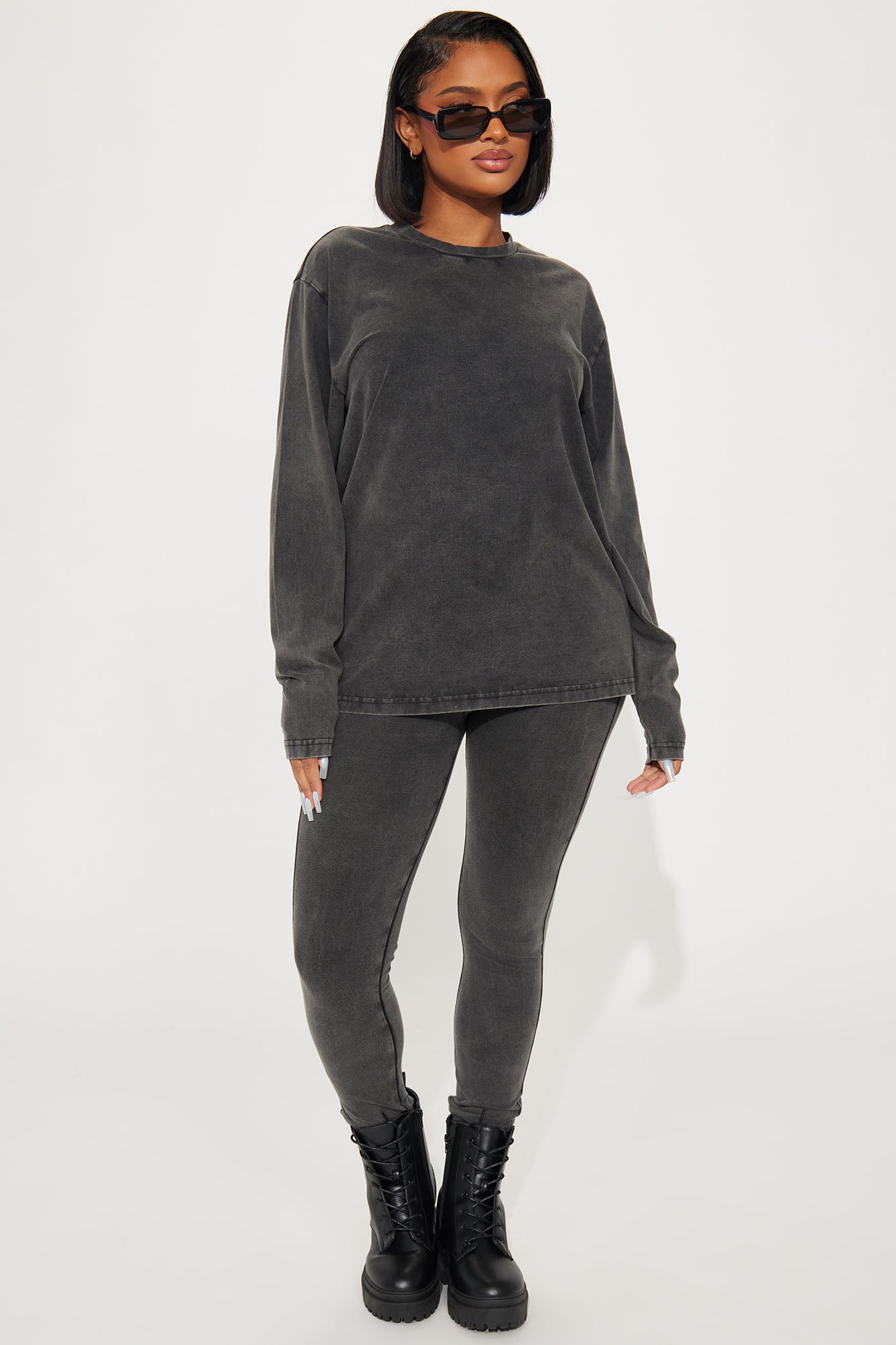 Stepping Out Mineral Wash Long Sleeve Legging Set
