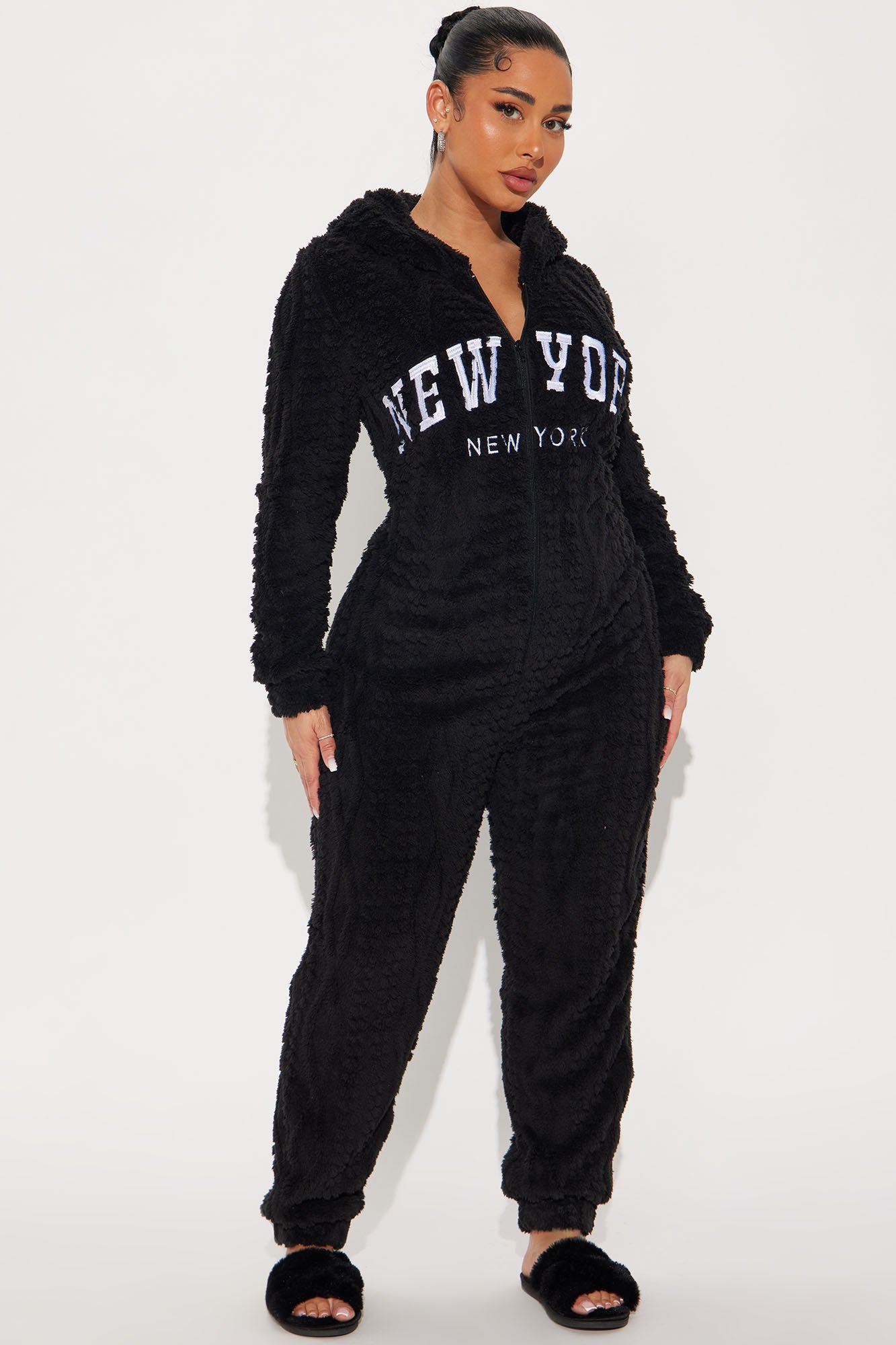 New York Plush Hooded PJ Jumpsuit Onesie