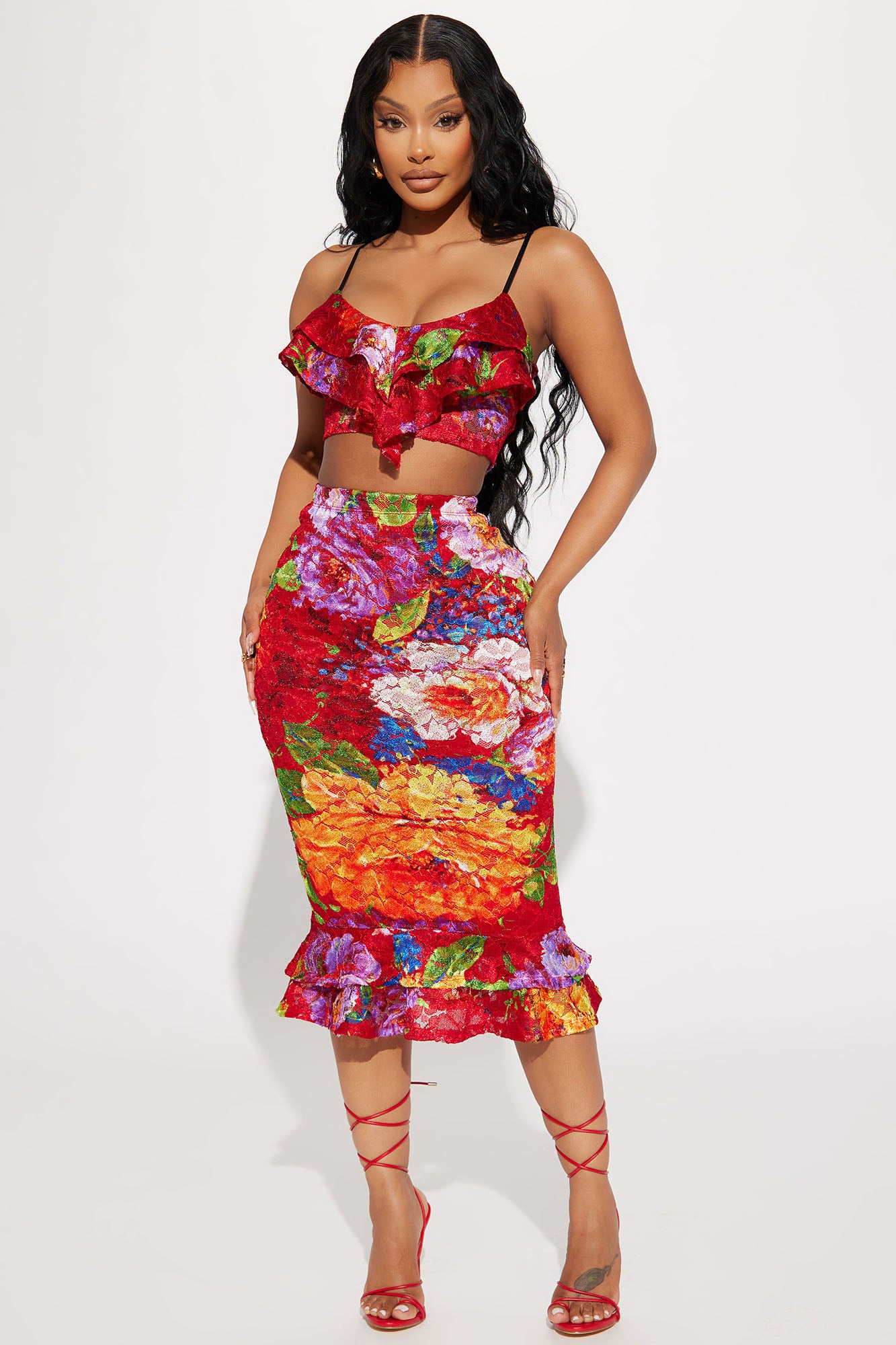 Floral Mindset Ruffle Skirt Set