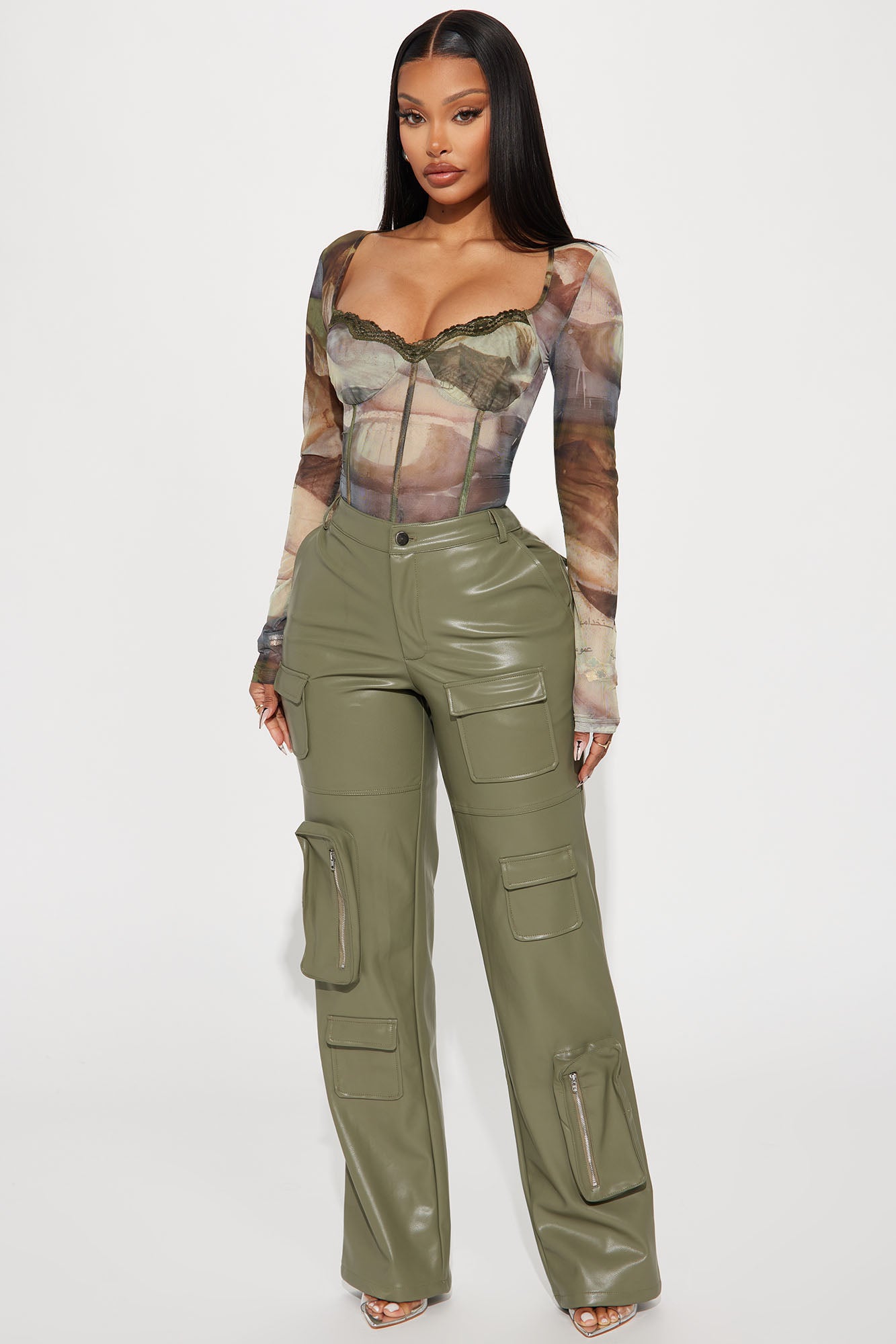 Never Too Late Faux Leather Cargo Pant