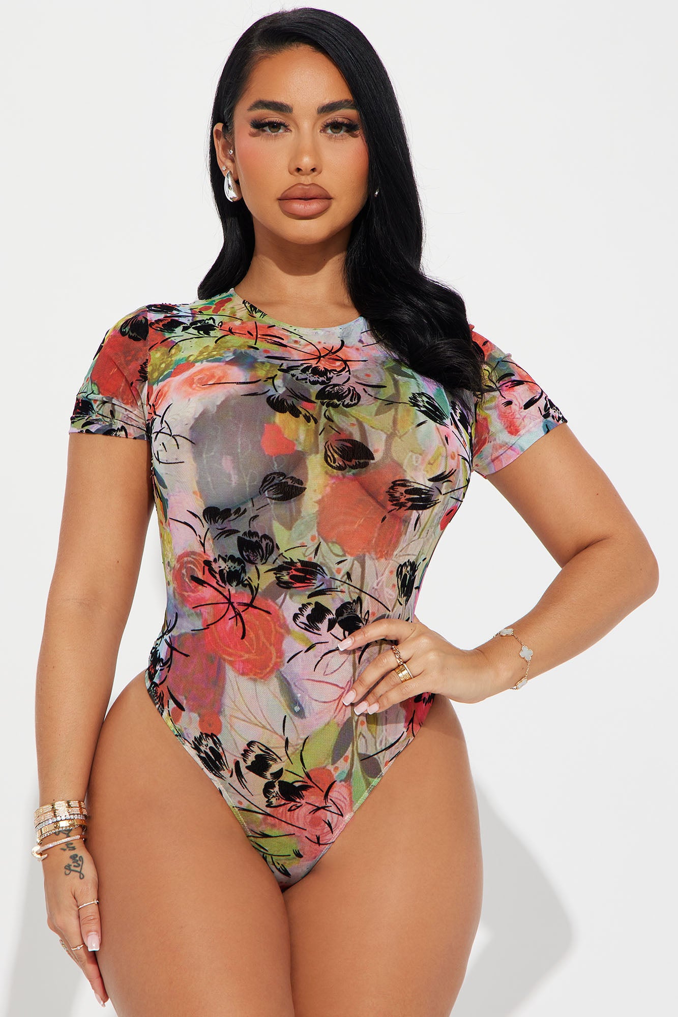 Bouquet Of Flowers Mesh Bodysuit
