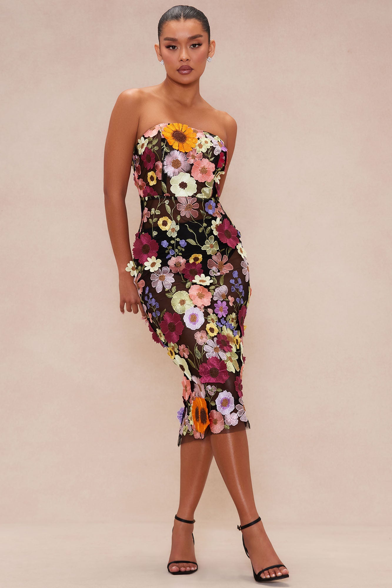 Kelli Floral Embroidered Midi Dress
