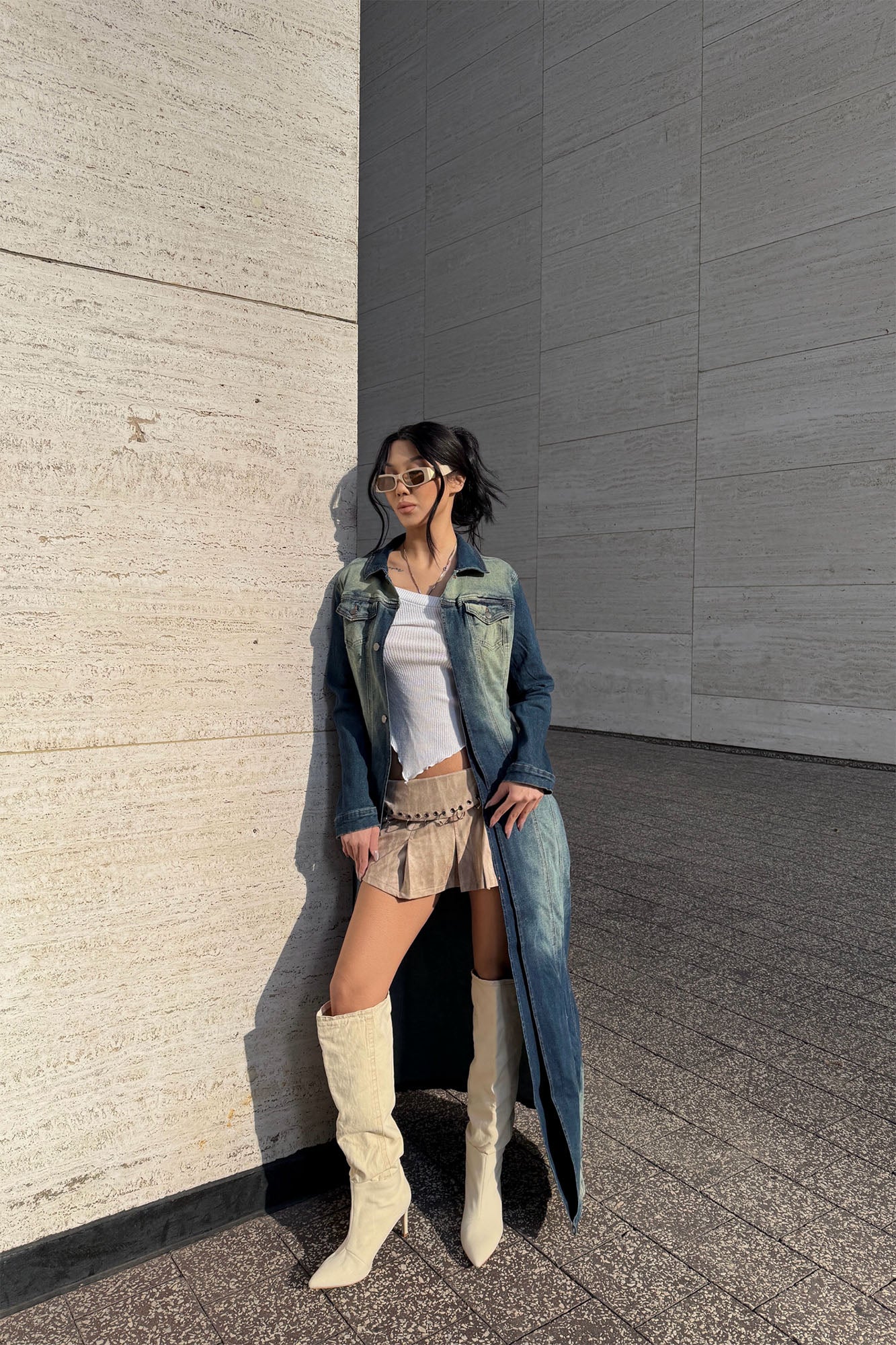 Follow My Lead Denim Trench