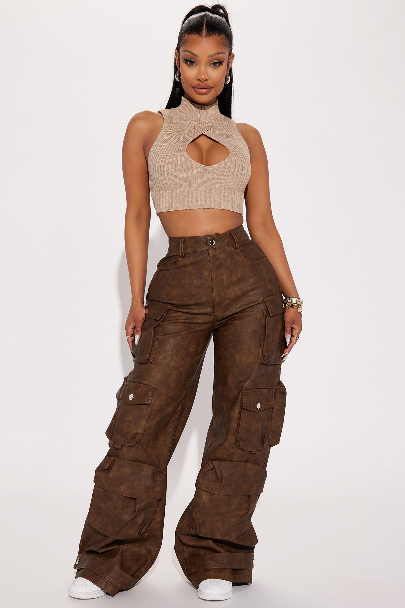 Weekend Warrior Washed Faux Leather Cargo Pant