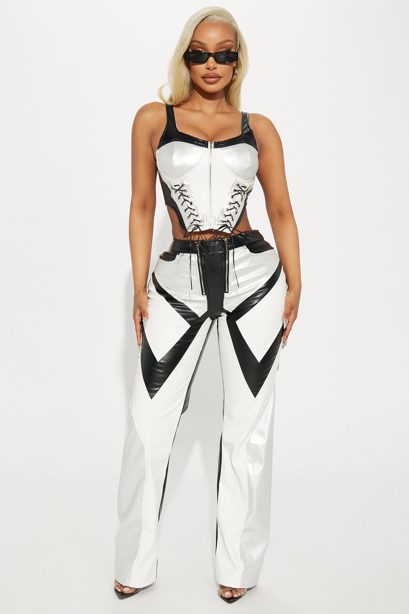 Motor Sport Faux Leather Pant Set