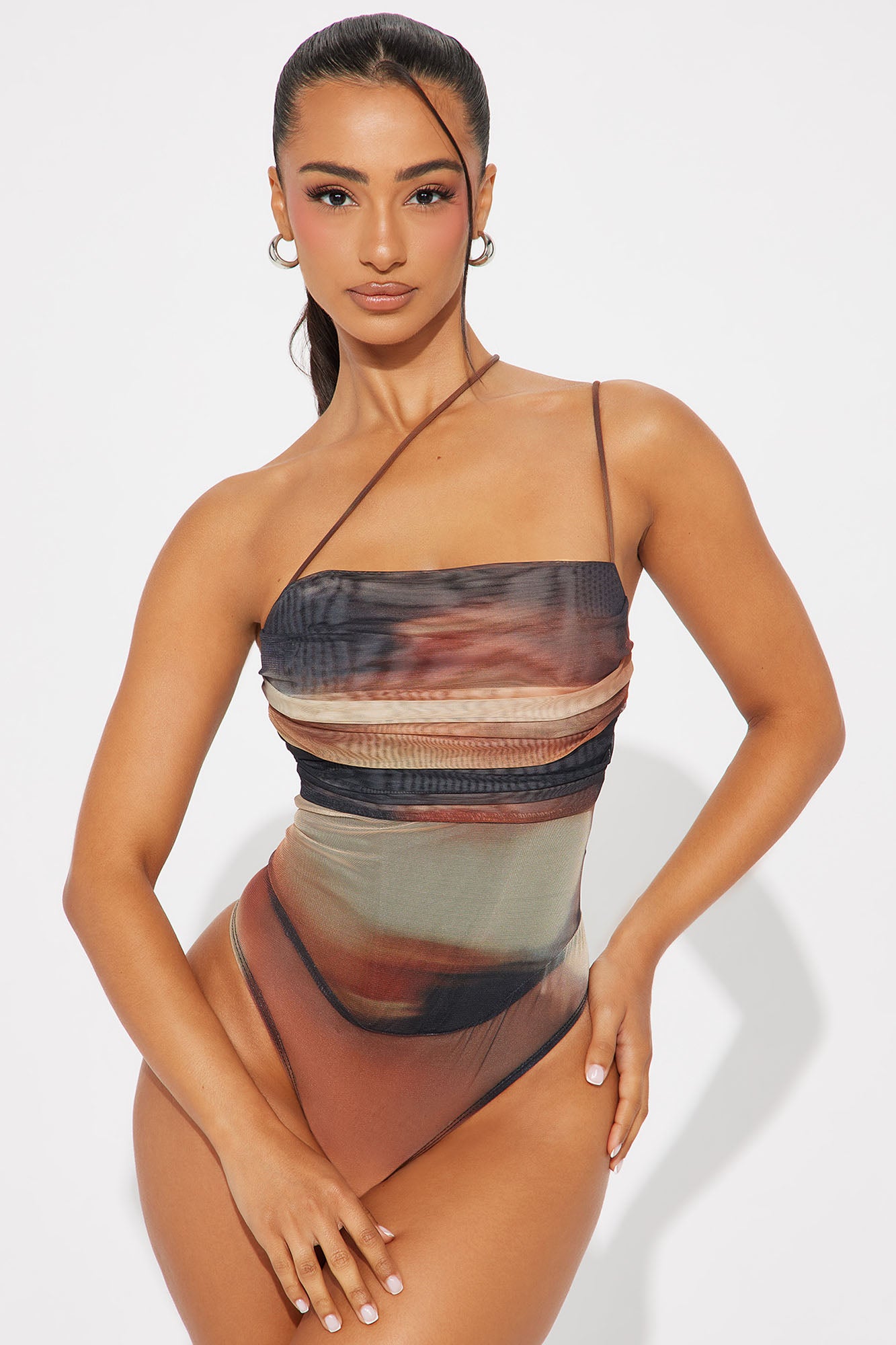 Adeline One Shoulder Mesh Bodysuit