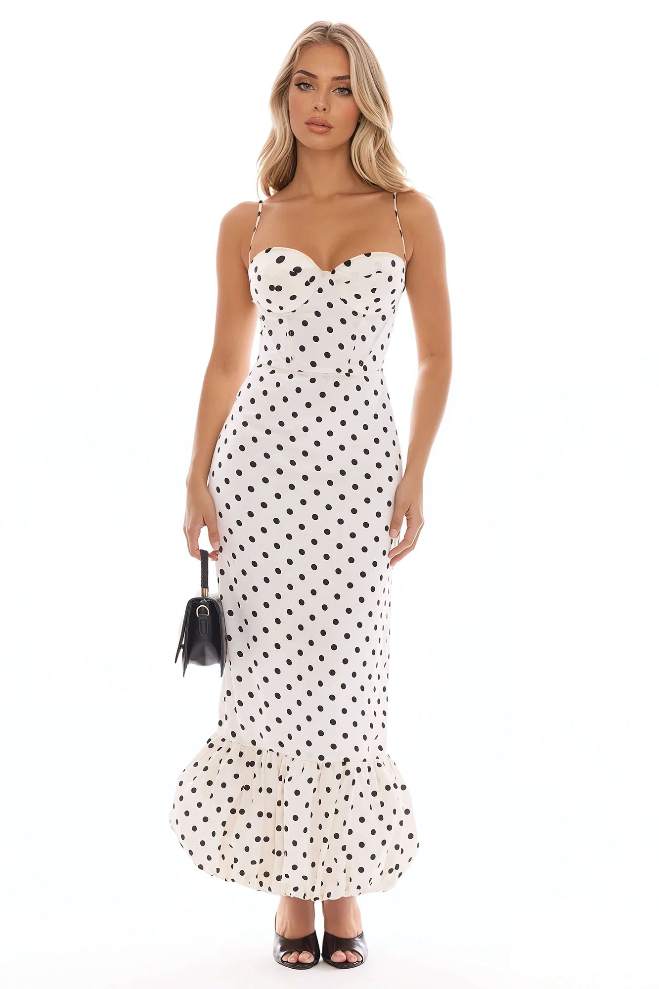 Angelique Polka Dot Bubble Midi Dress