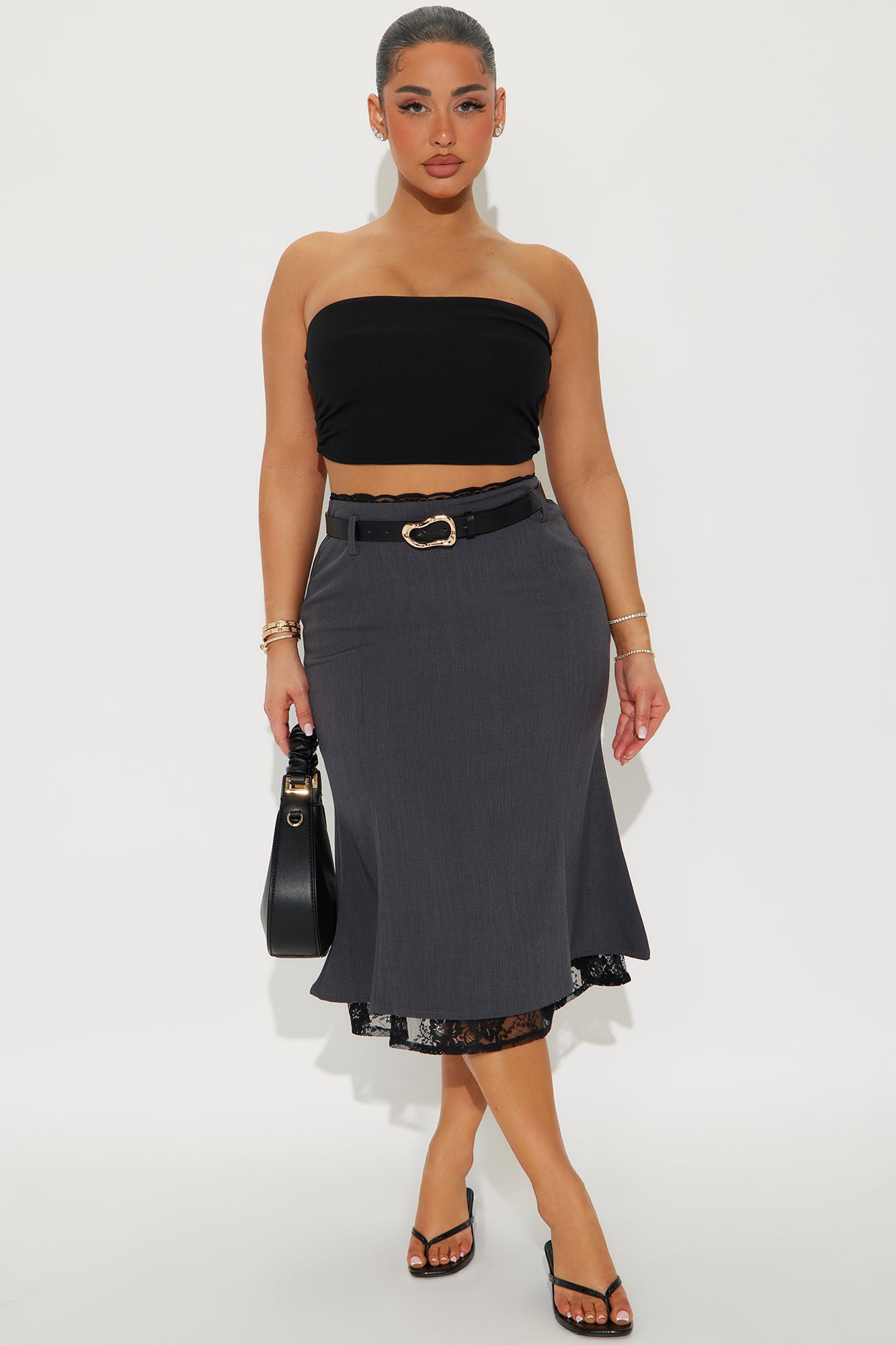 Ananya Lace Trim Midi Skirt
