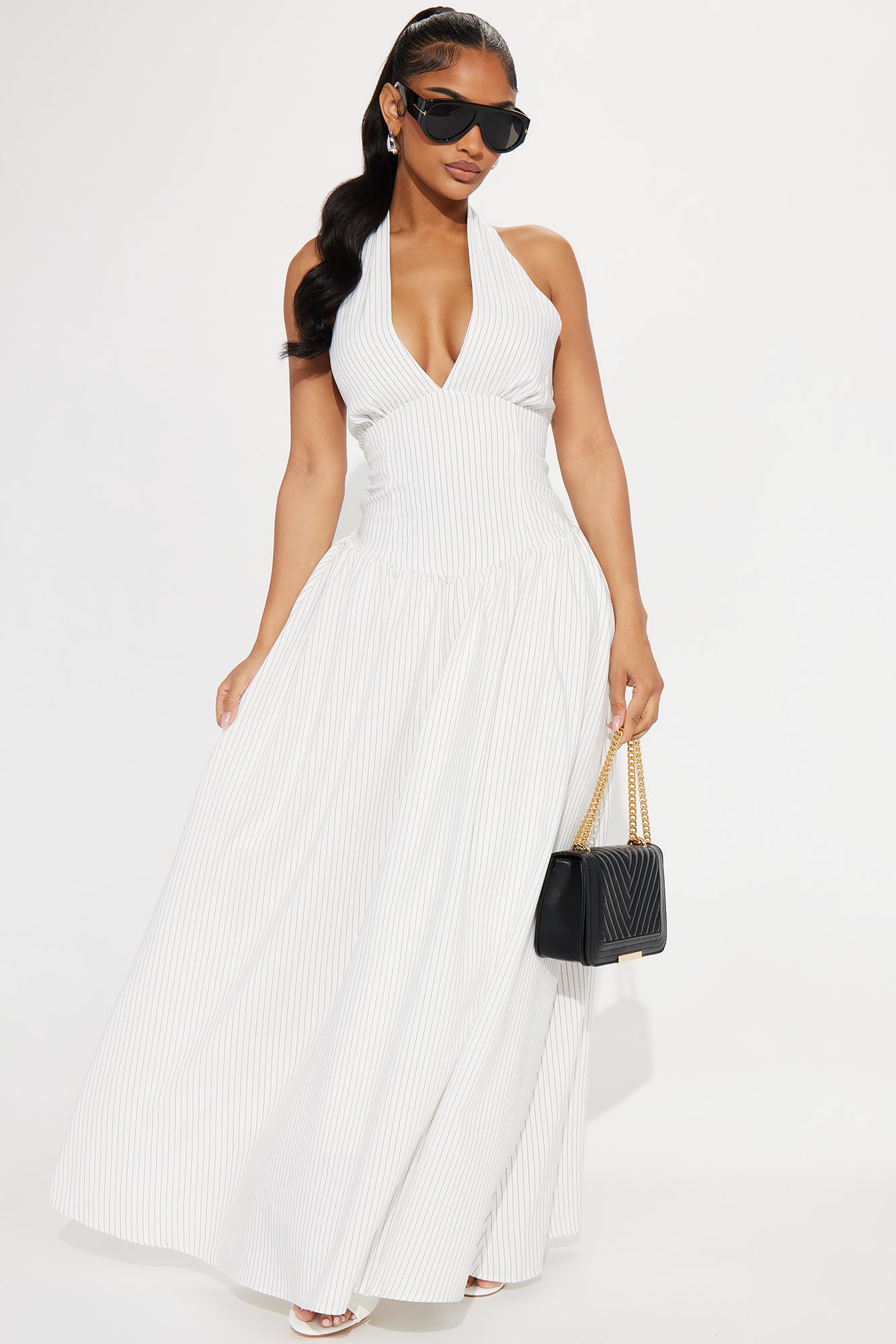 Jayla Pinstripe Halter Maxi Dress