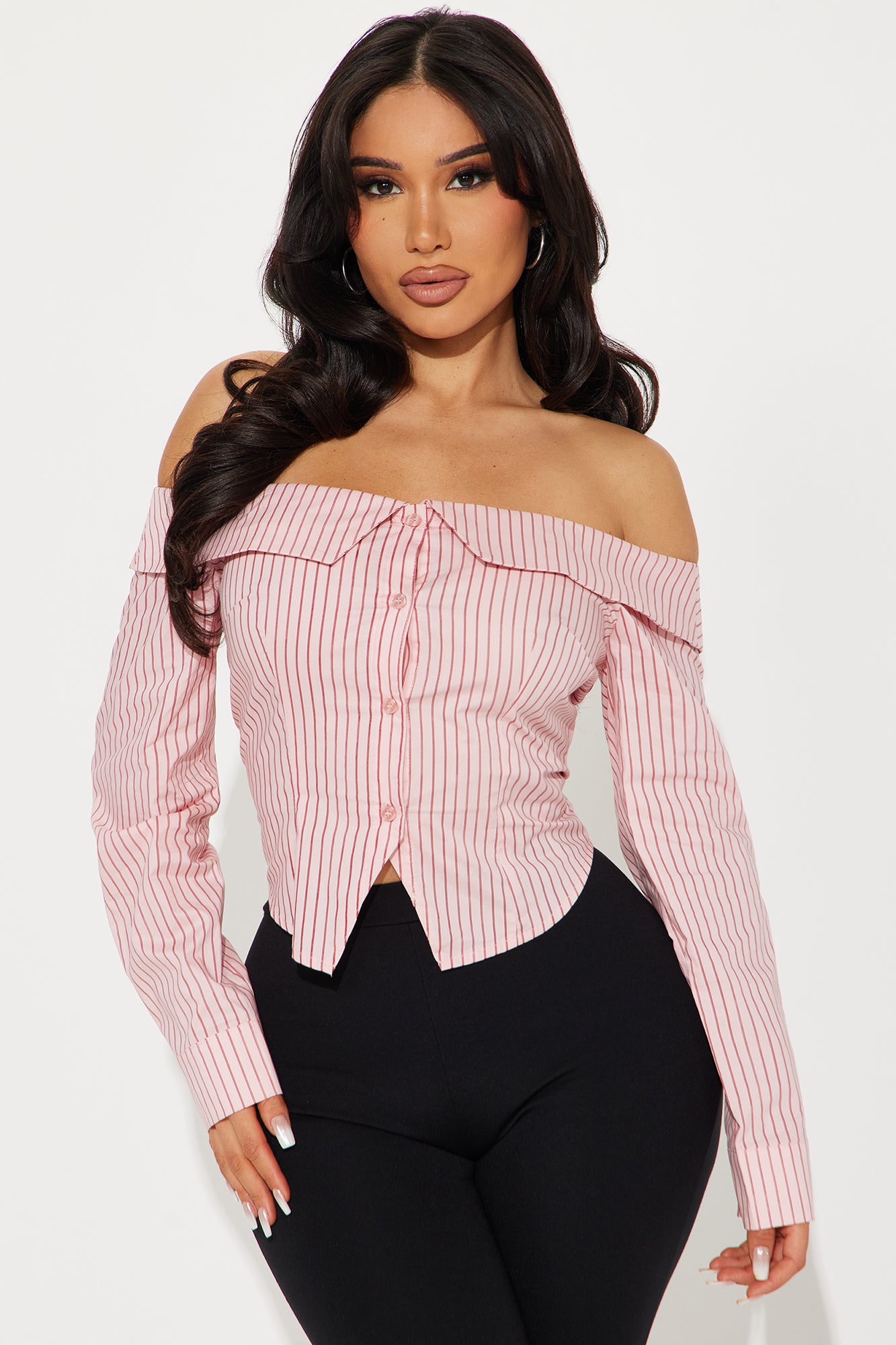 Lovely Gesture Striped Off Shoulder Shirt