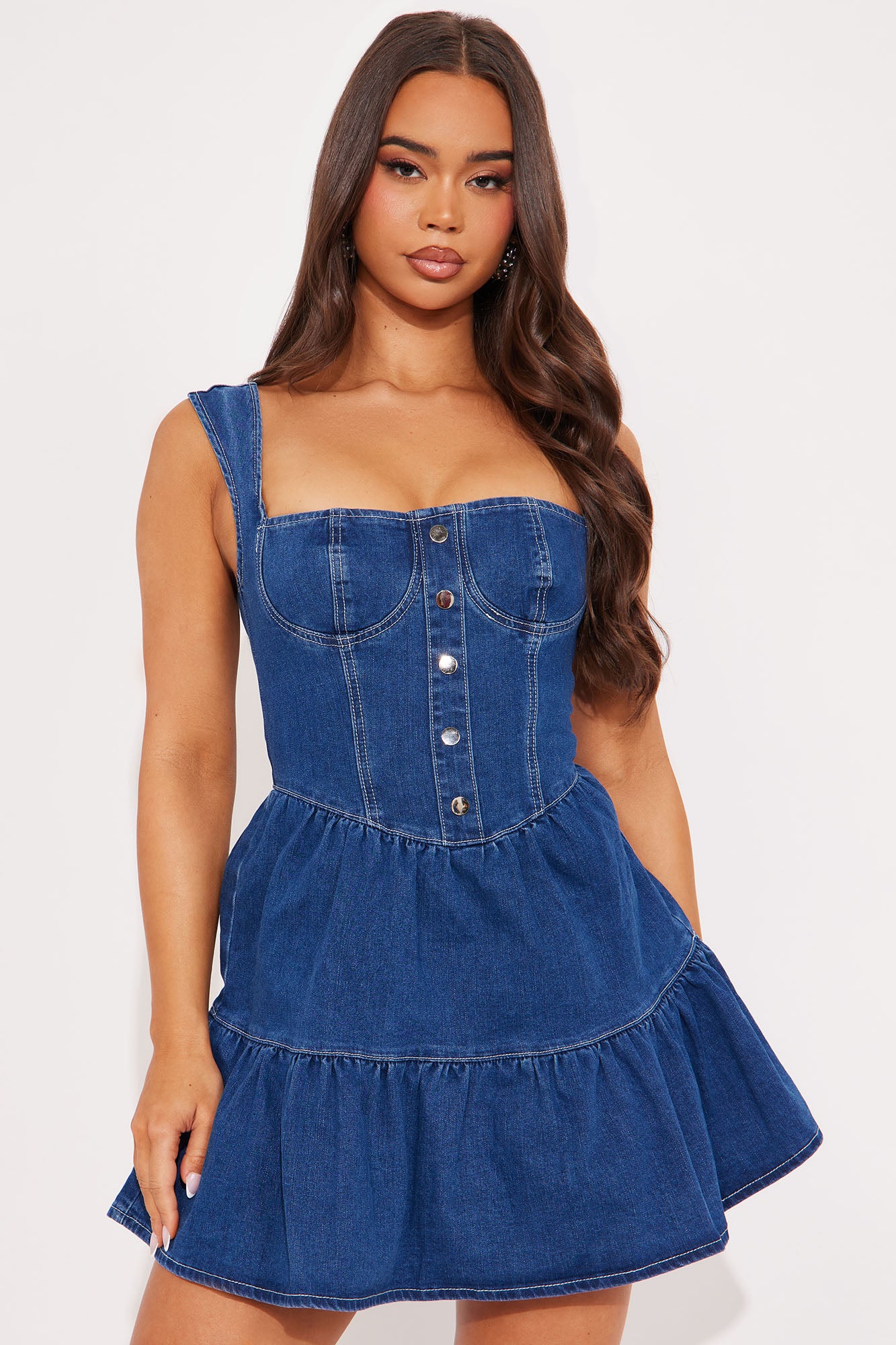 Ansley Tiered Denim Mini Dress