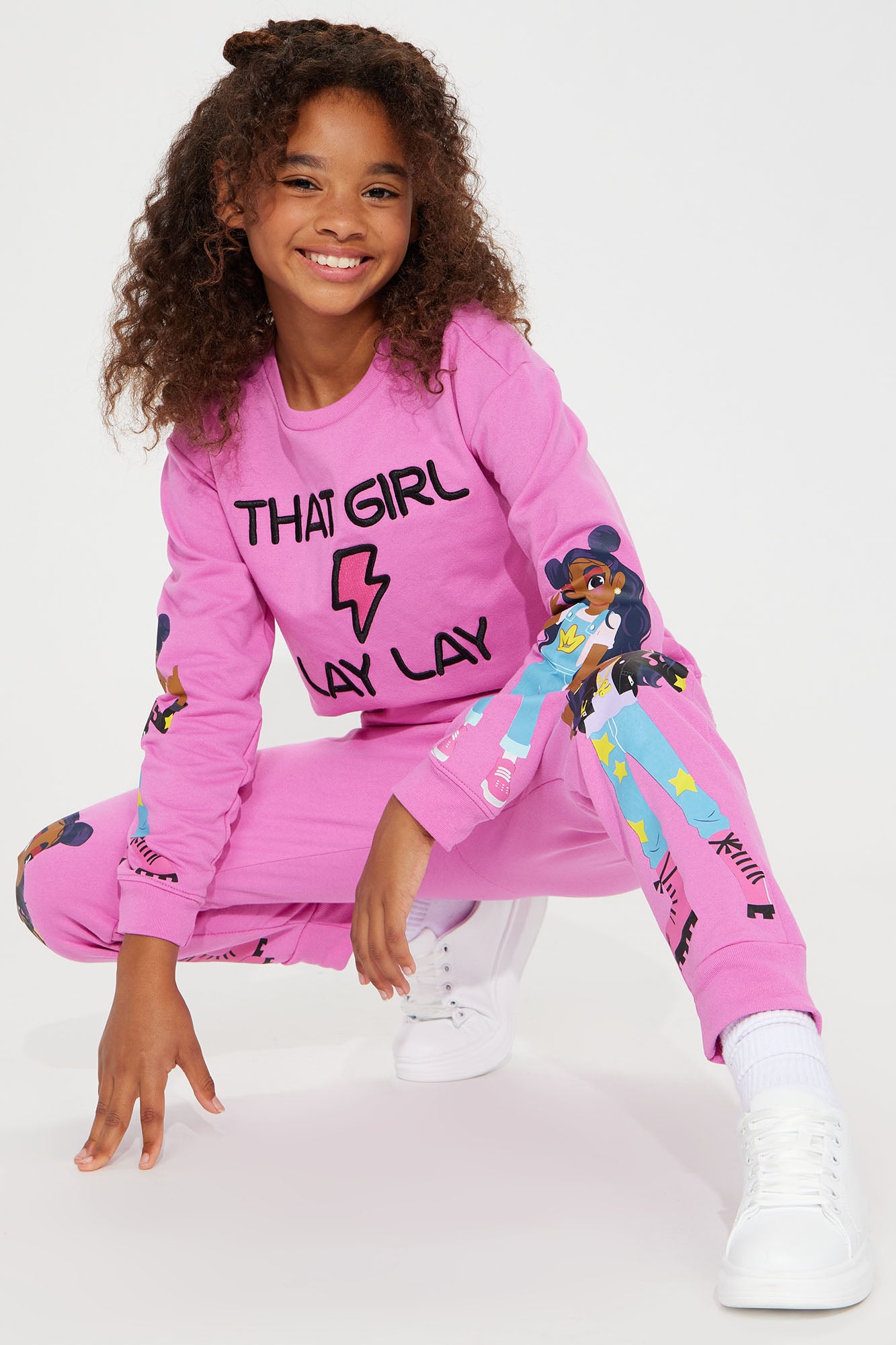 Mini Lay Lay Lightning Girl Fleece Jogger Set
