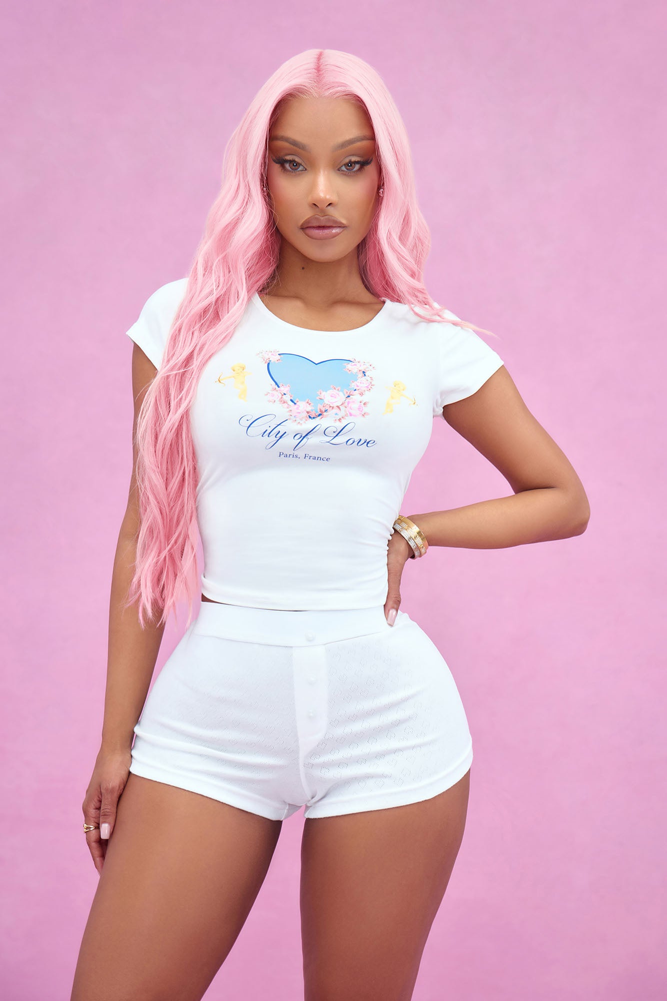 City Of Love Pointelle PJ Boxer Short Set