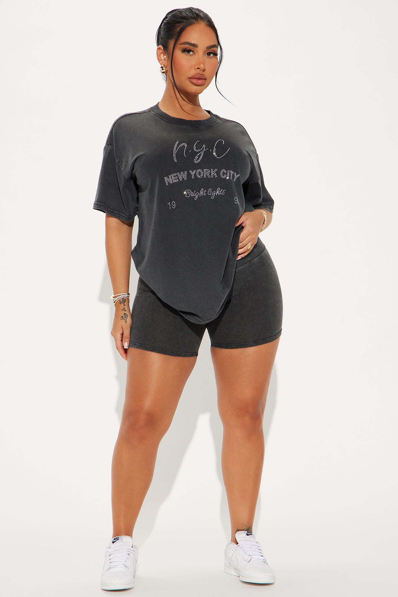 NYC Washed Biker Short Set