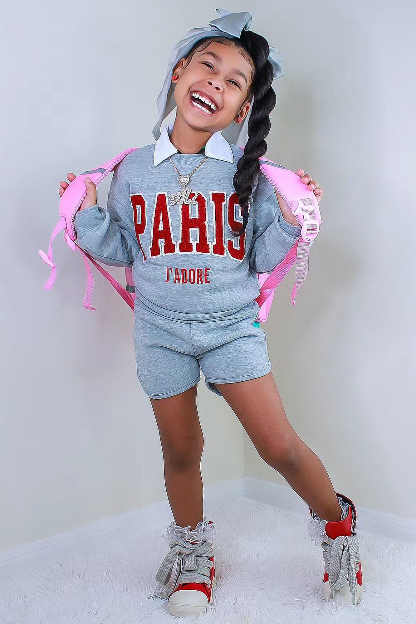 Mini When In Paris Fleece Short Set