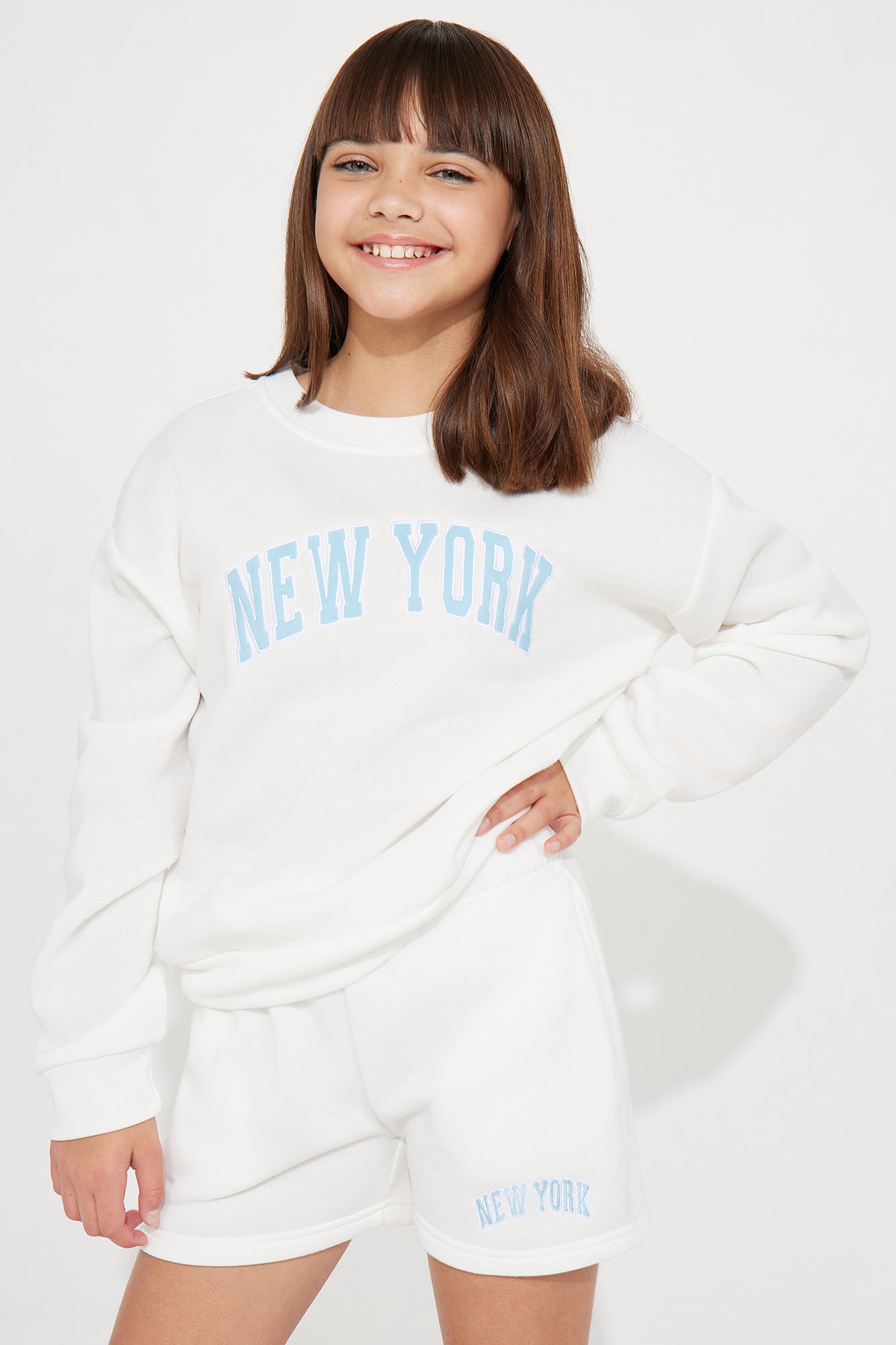 Mini Relaxin' In New York Fleece Short Set