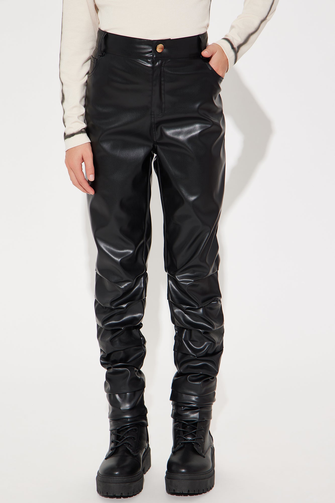 Mini The Better Time Faux Leather Stacked Pant
