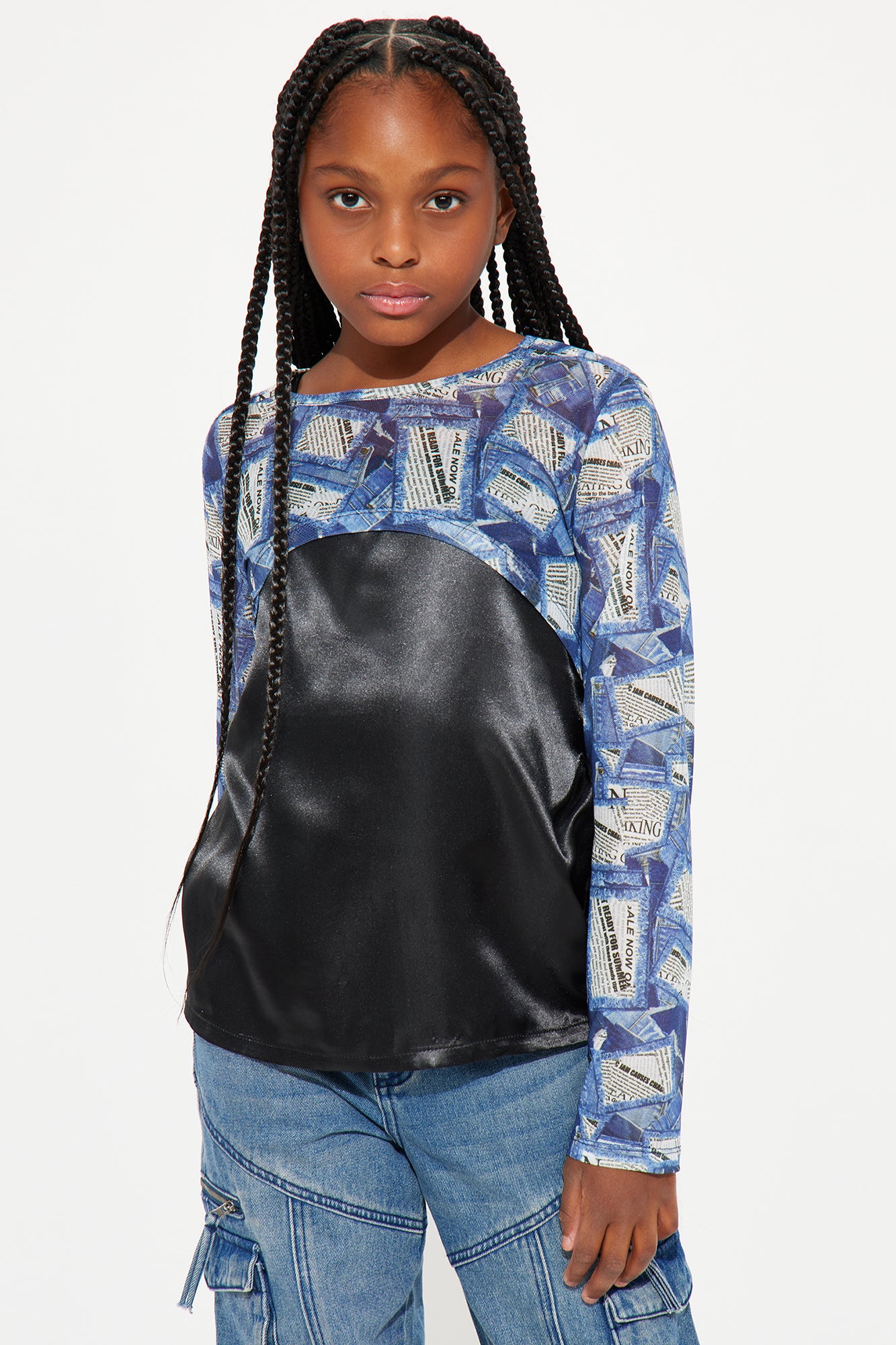 Mini City Of Dreams Mesh Crop Overlay Two-Fer Top