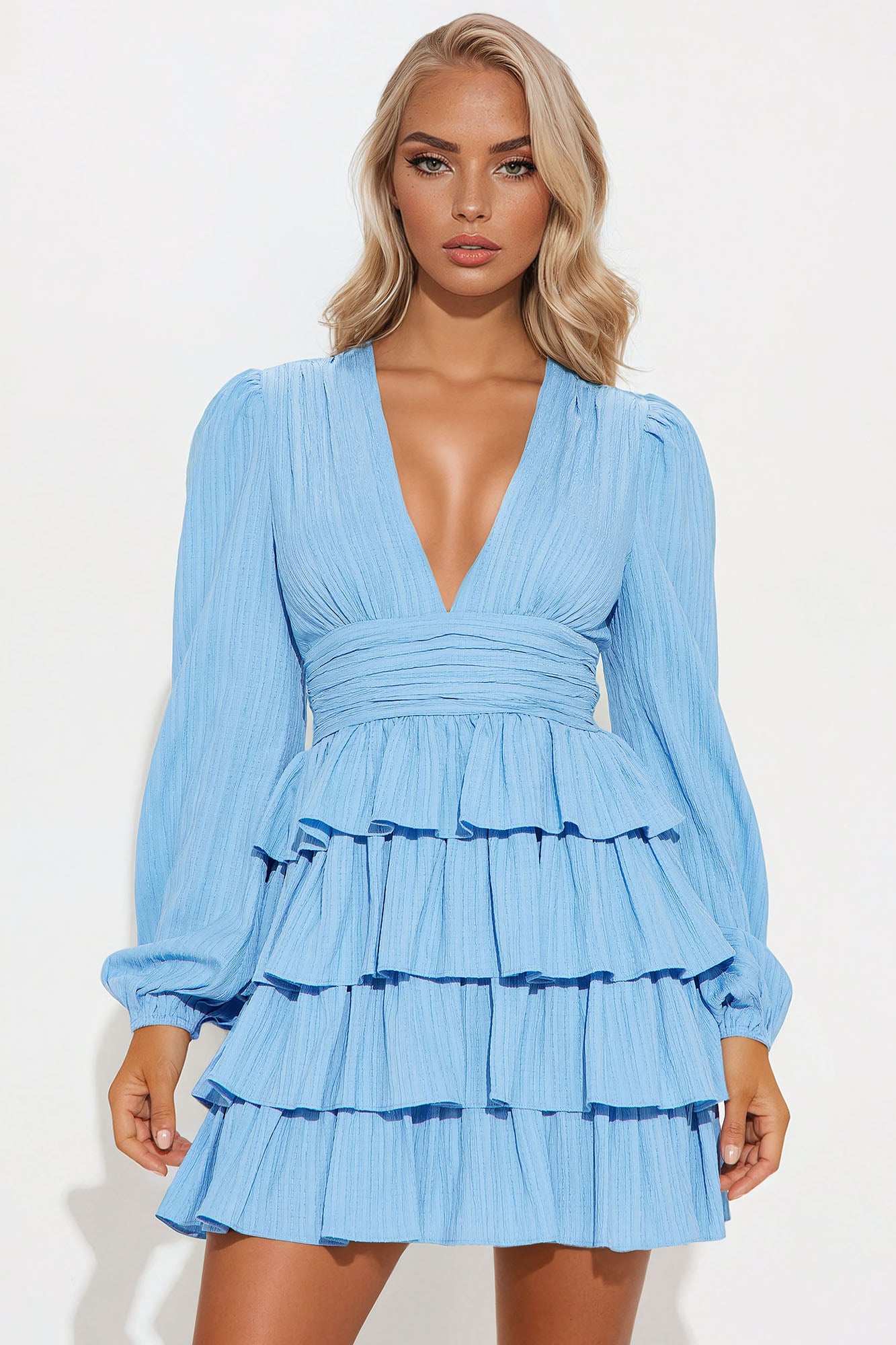 Valeria Textured Ruffle Mini Dress