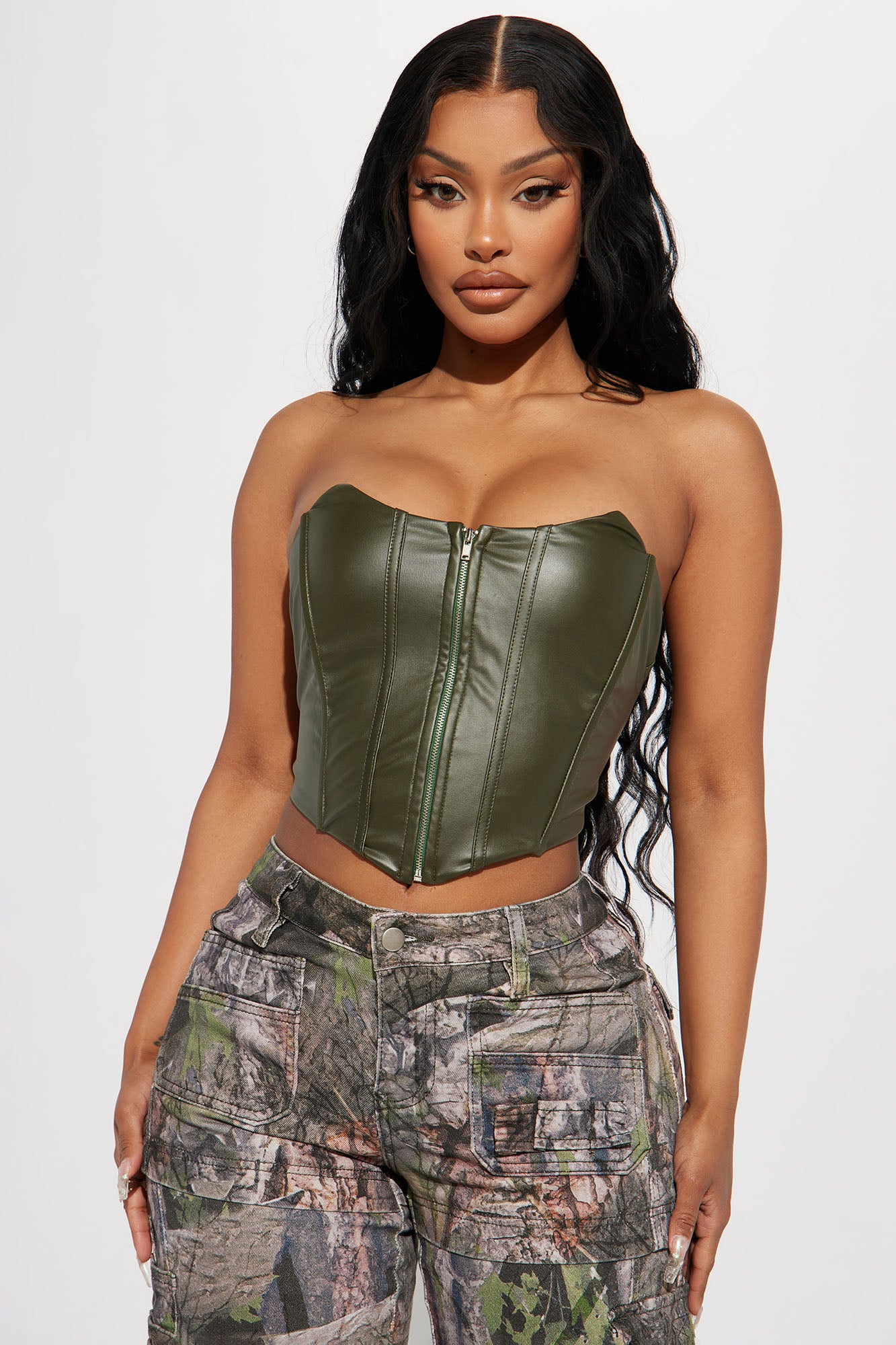 Alina PU Corset Top