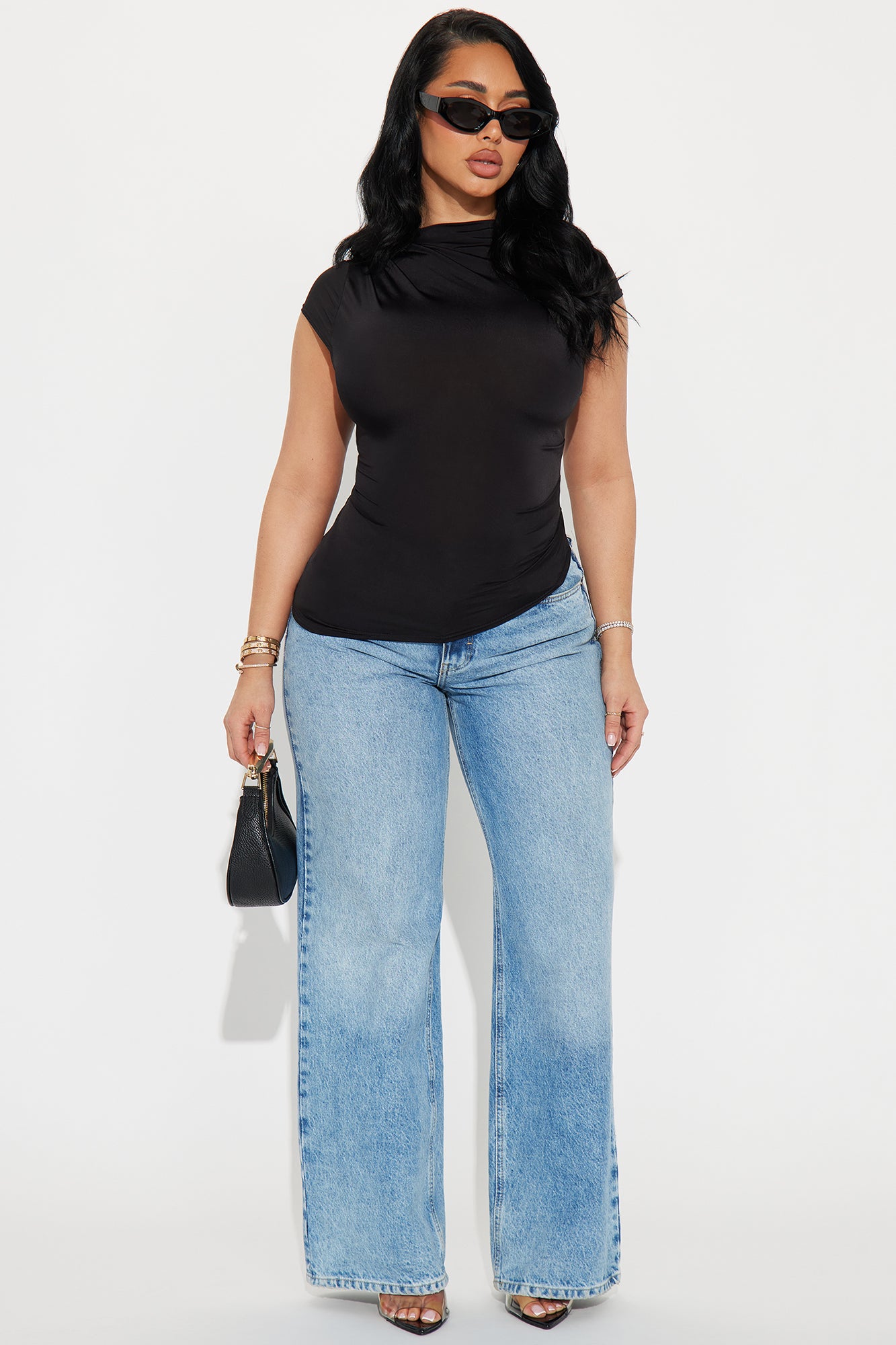 Ines Asymmetrical Ruched High Neck Top