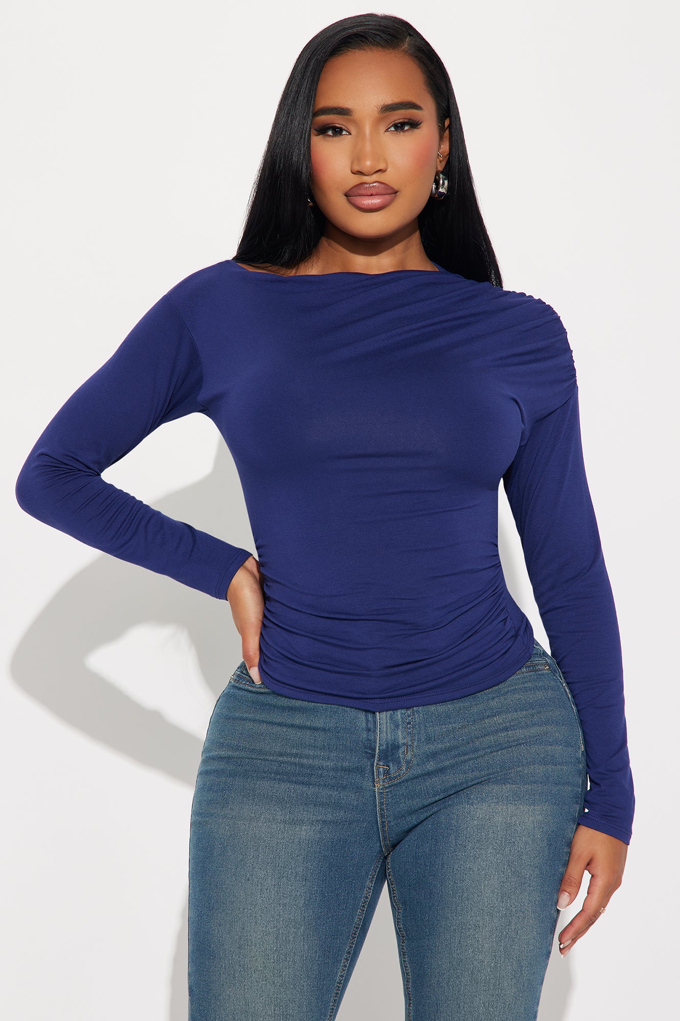 Melinna Ruched Long Sleeve Top