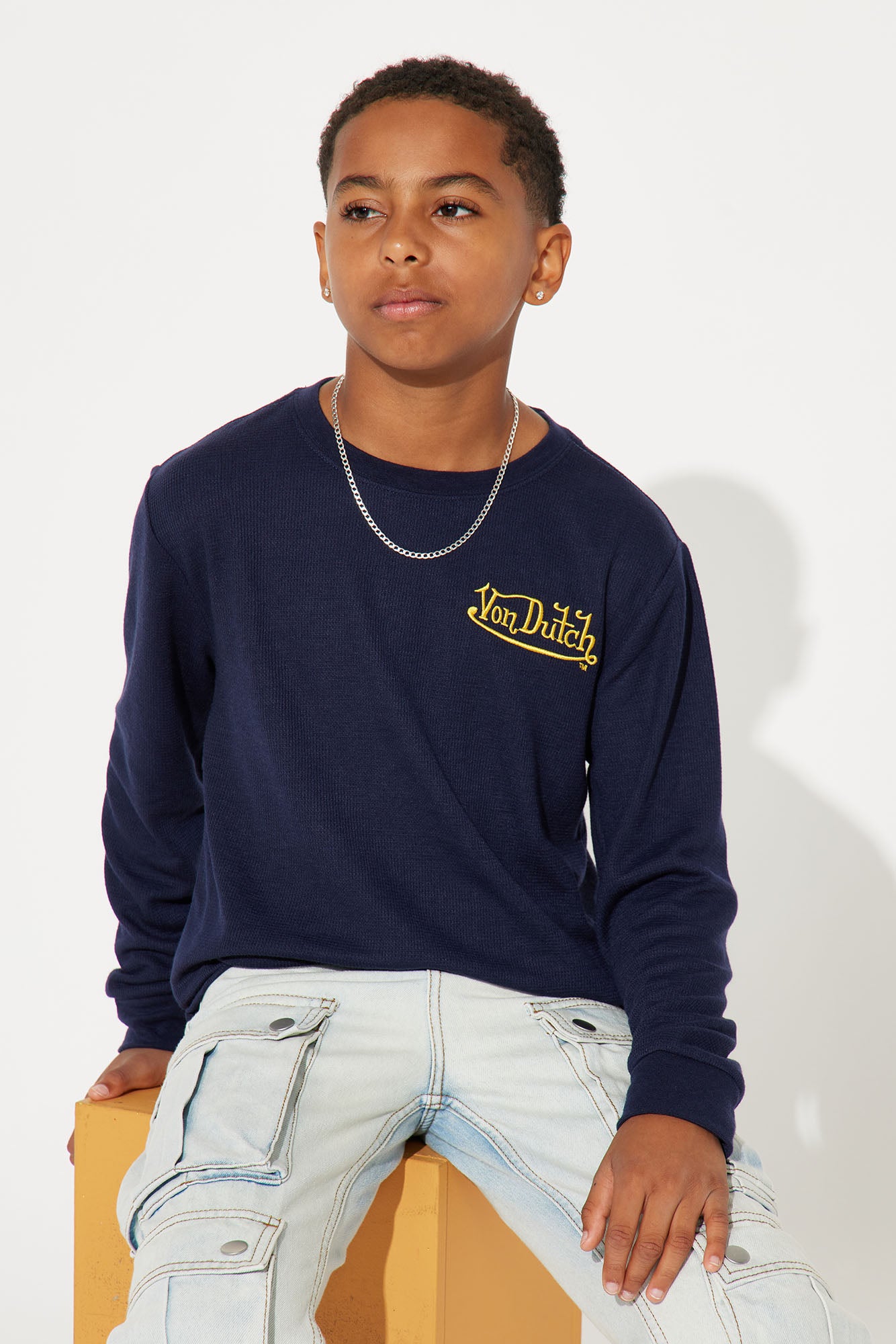 Mini Von Dutch Yellow Font Long Sleeve Tee