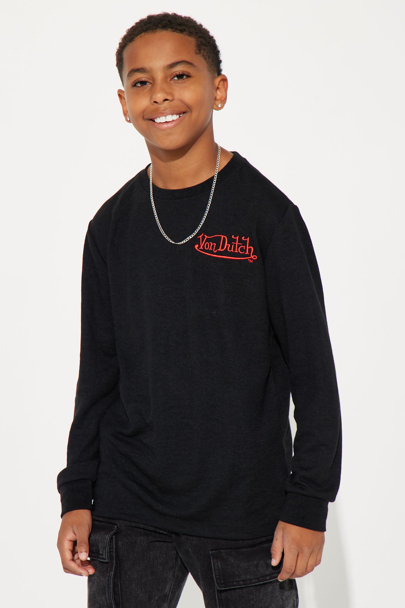 Mini Von Dutch Red Font Long Sleeve Tee