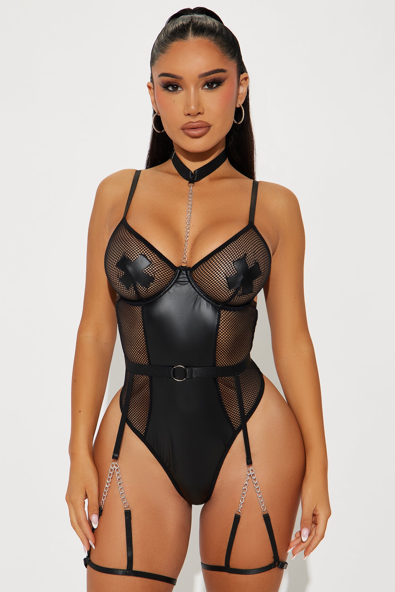 See You At Midnight Mesh Garter Teddy