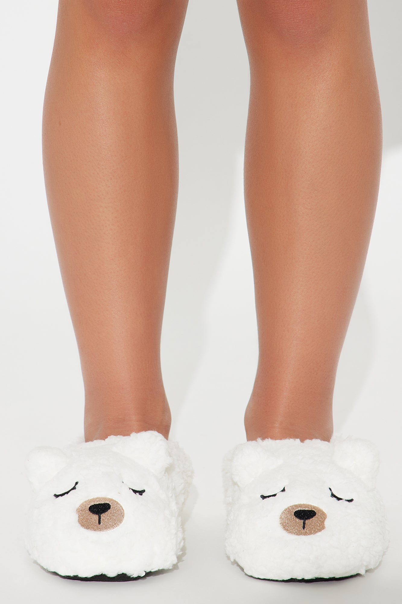 Mini Holiday Polar Bear Plush Head Slippers