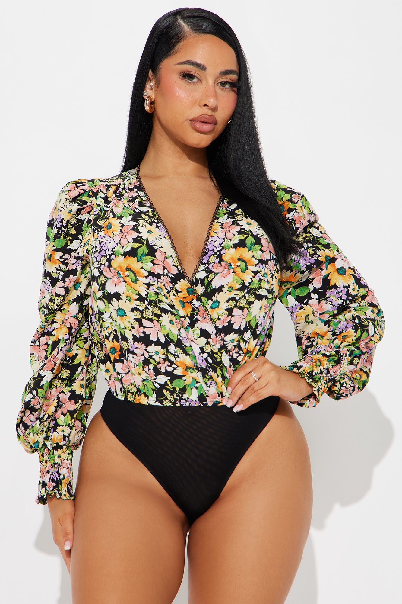 Floral Delight Surplice Bodysuit