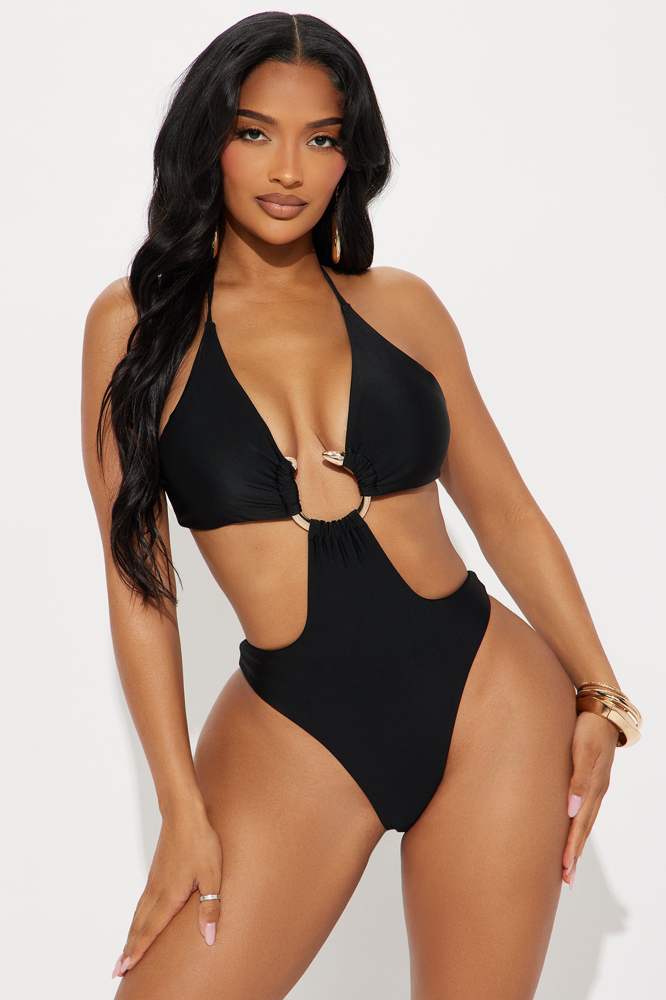 Summer Charm Snake Hardware Cutout 1 Piece Swimsuit