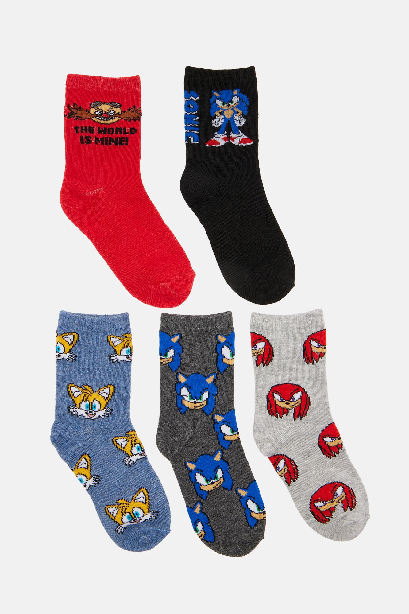 Mini Sonic And Friends 5 Pack Crew Socks
