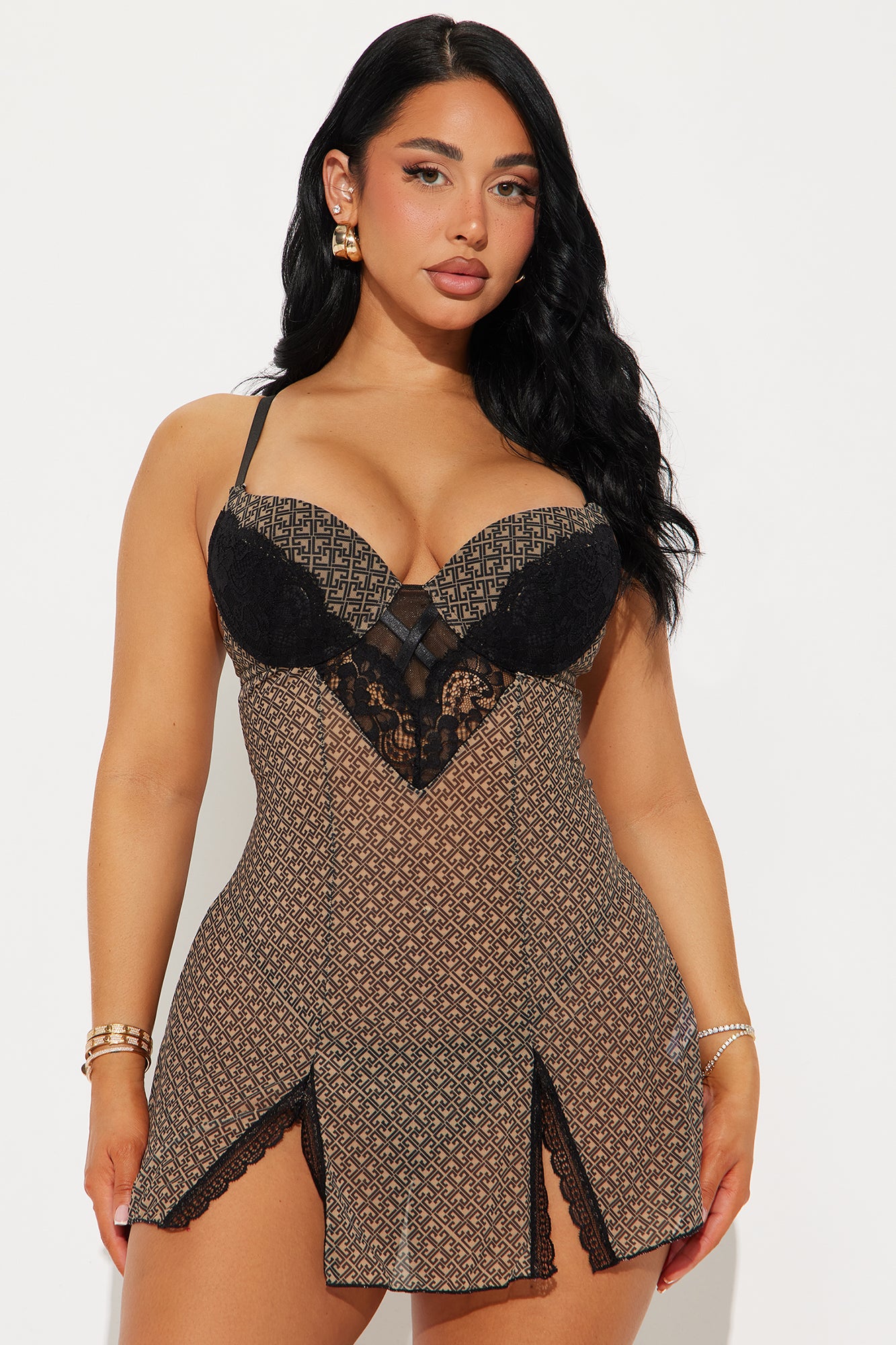 Feelings Not Mutual Mesh Babydoll With Thong Panty