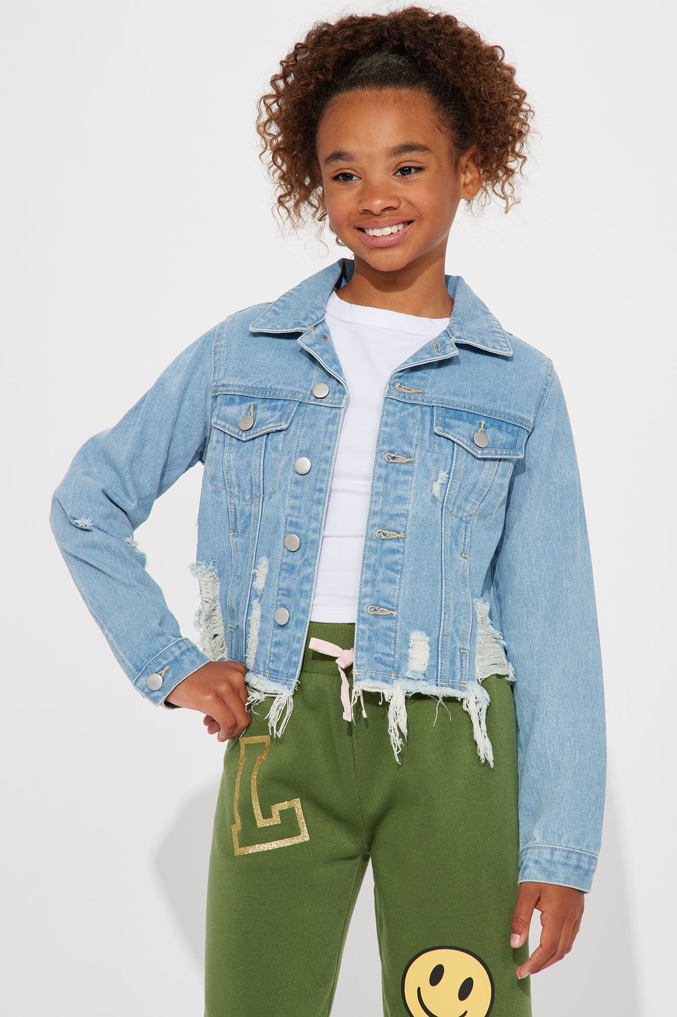 Mini More Drama Ripped Non Stretch Denim Jacket