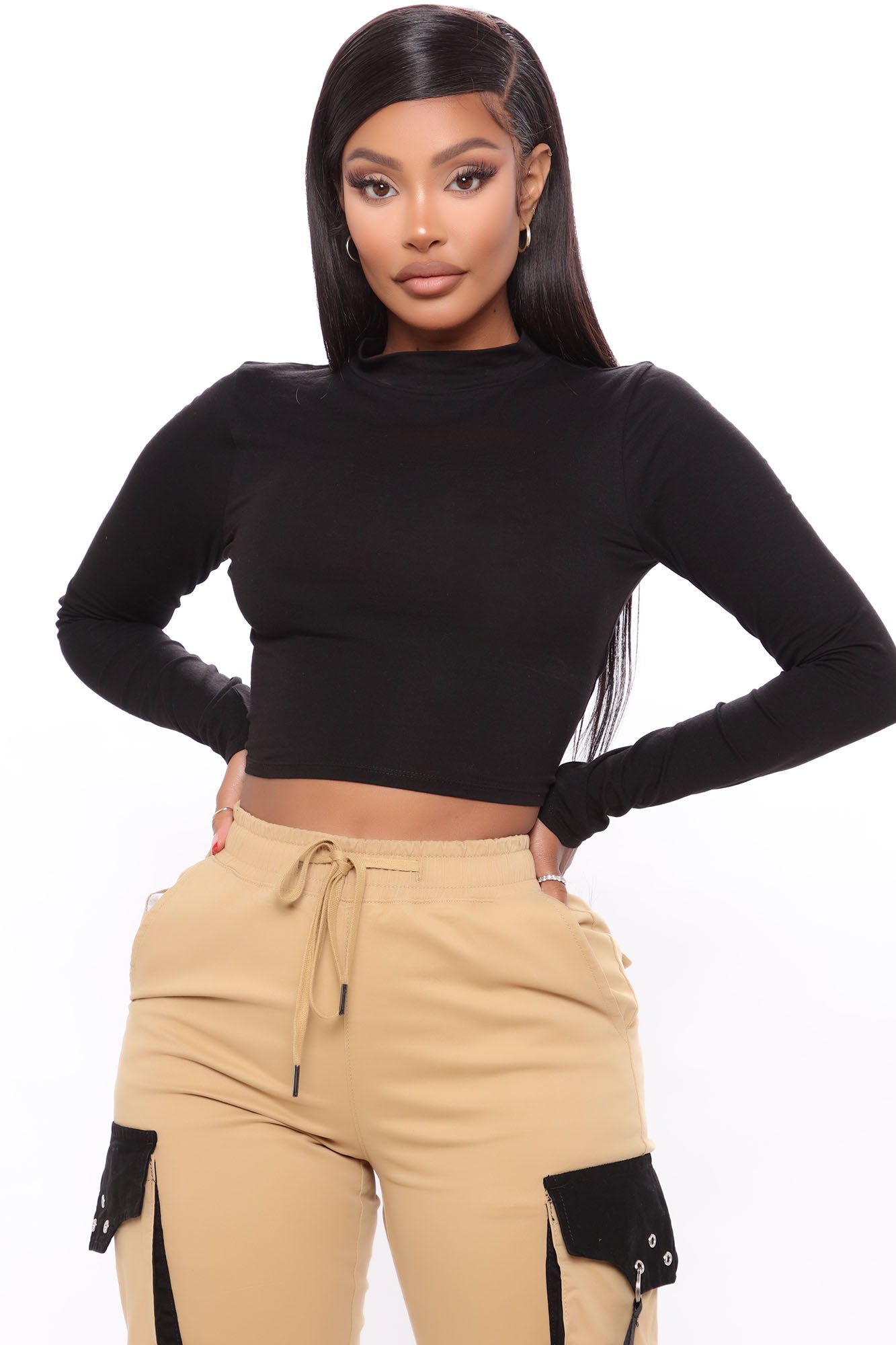 Melanie Long Sleeve Mock Neck Crop Top