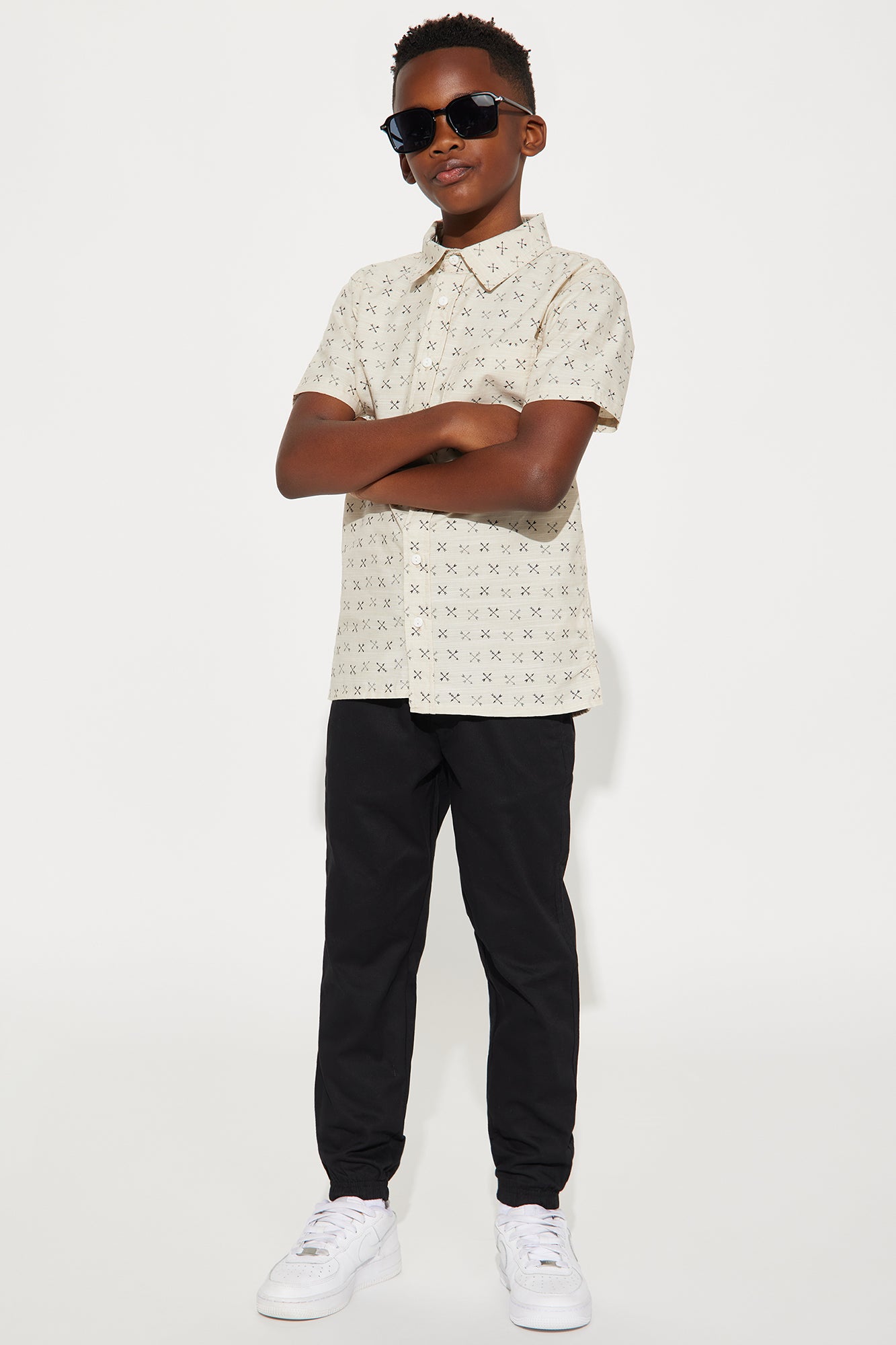 Mini Emmet Woven Shirt And Twill Jogger Pant Set