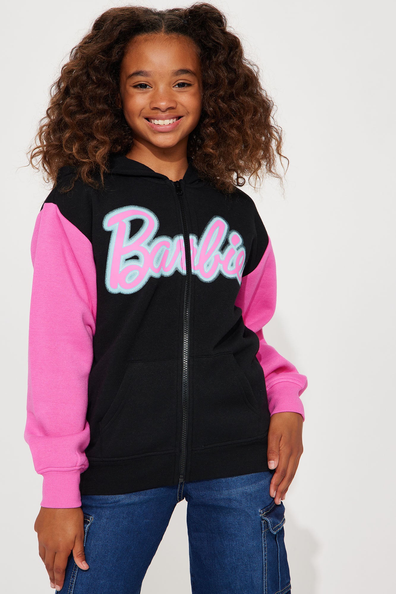 Mini Barbie Strong Girls Make Waves Zip Front Fleece Hoodie