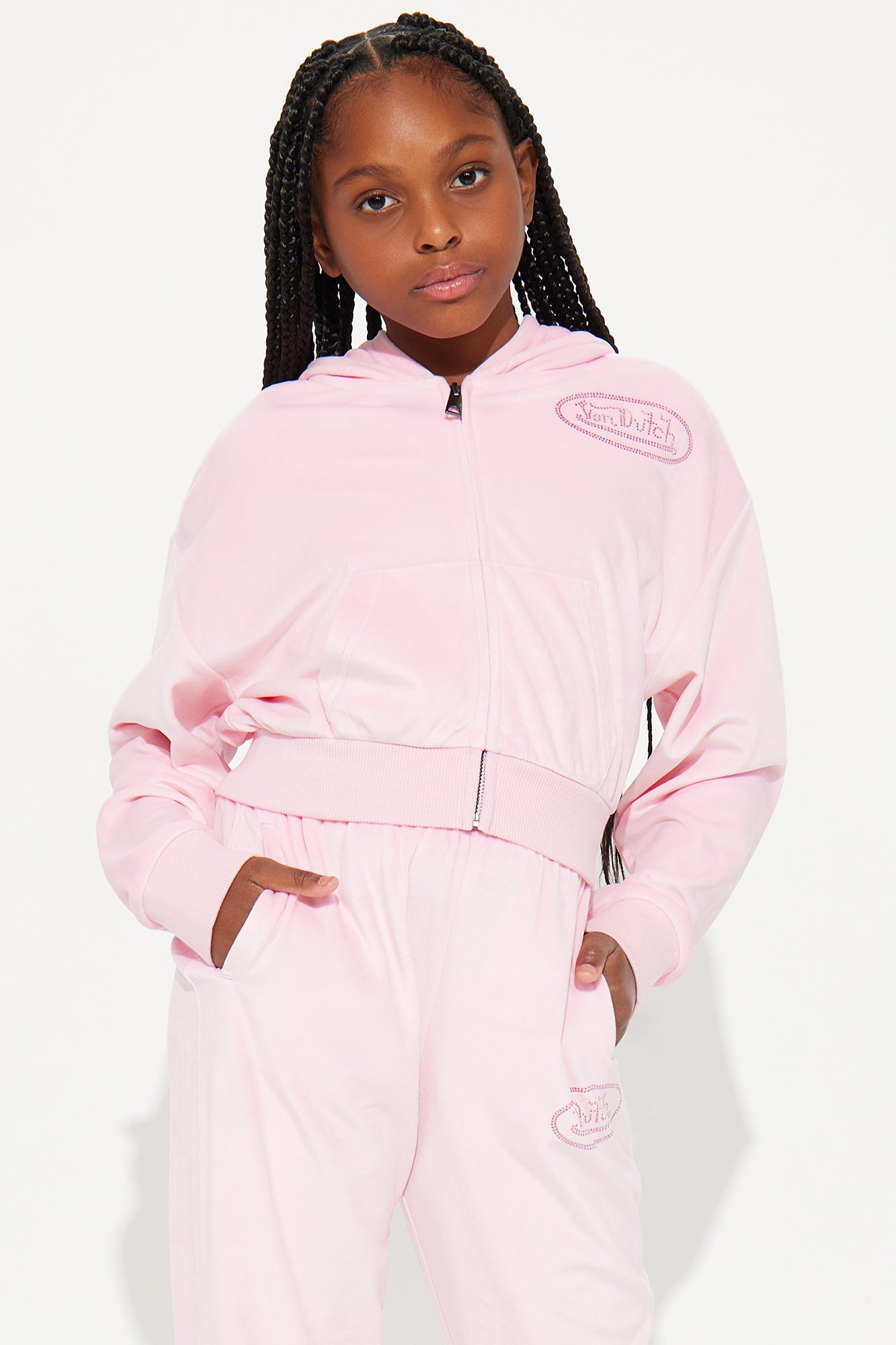 Mini Von Dutch Velour Rhinestone Hoodie