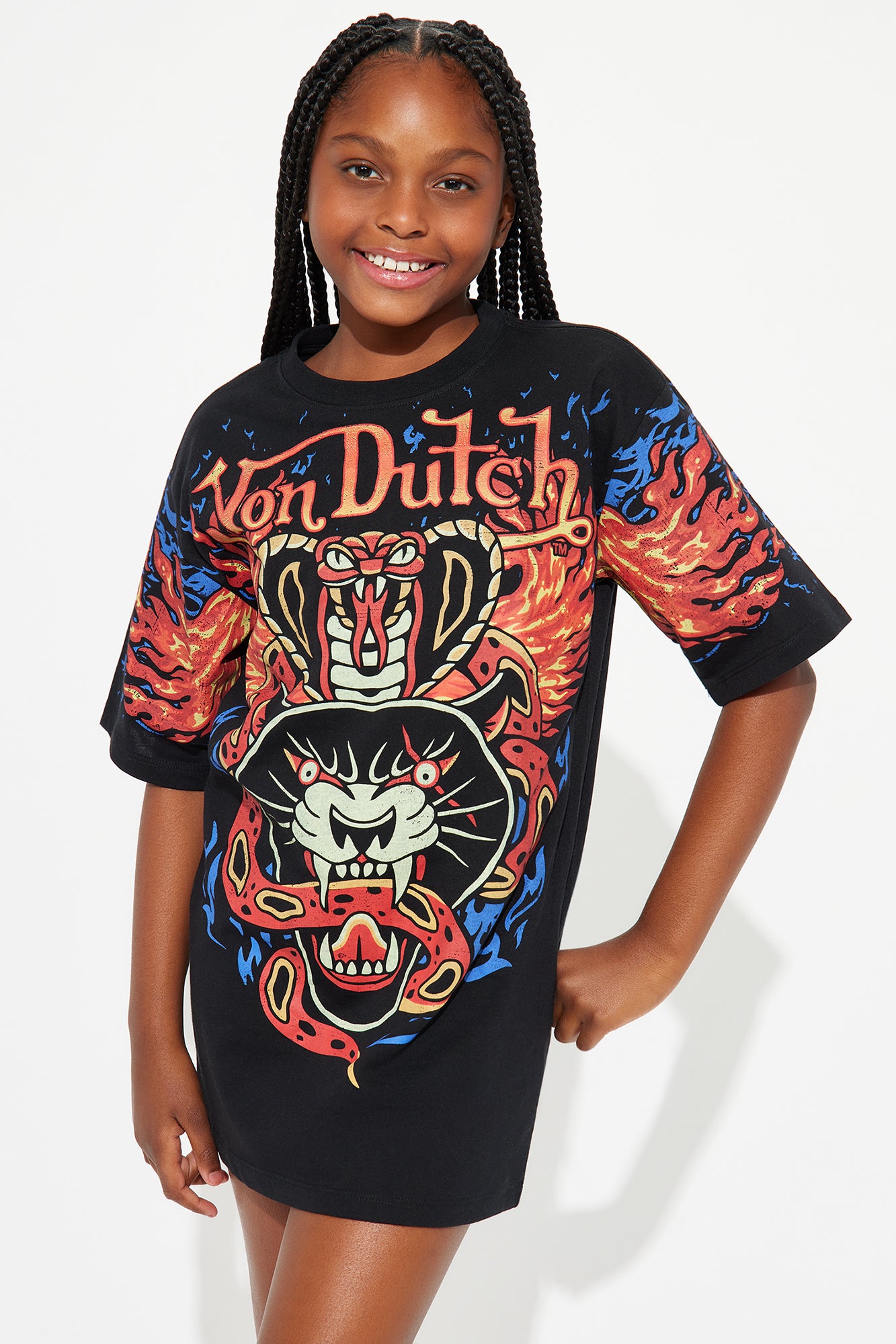 Mini Von Dutch Flame T-Shirt Dress