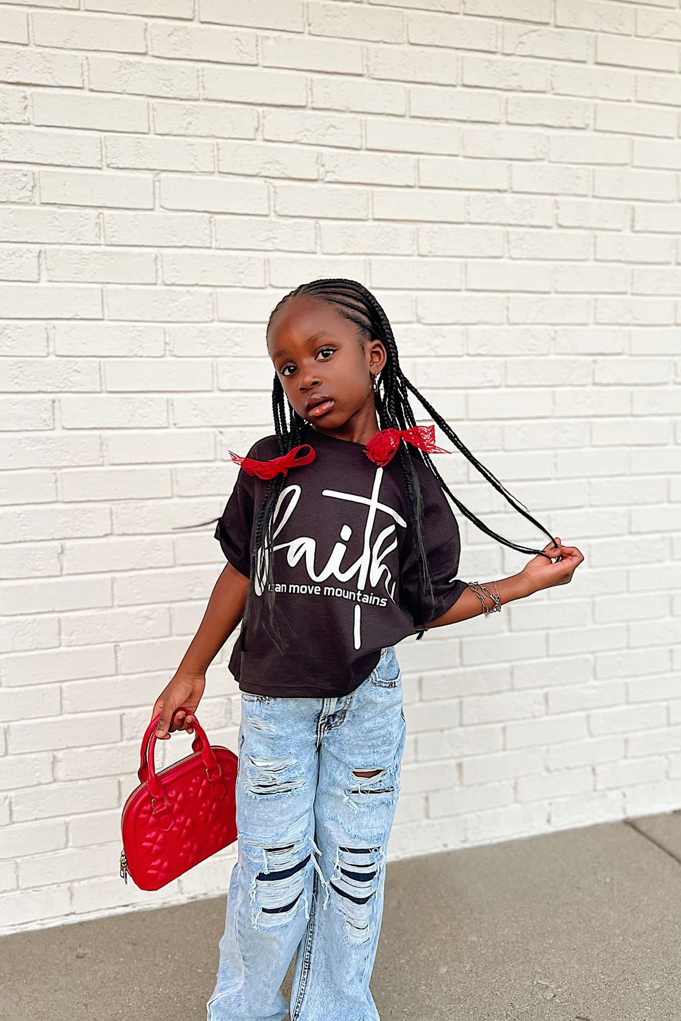 Mini Keep Your Faith Tie Front Tee