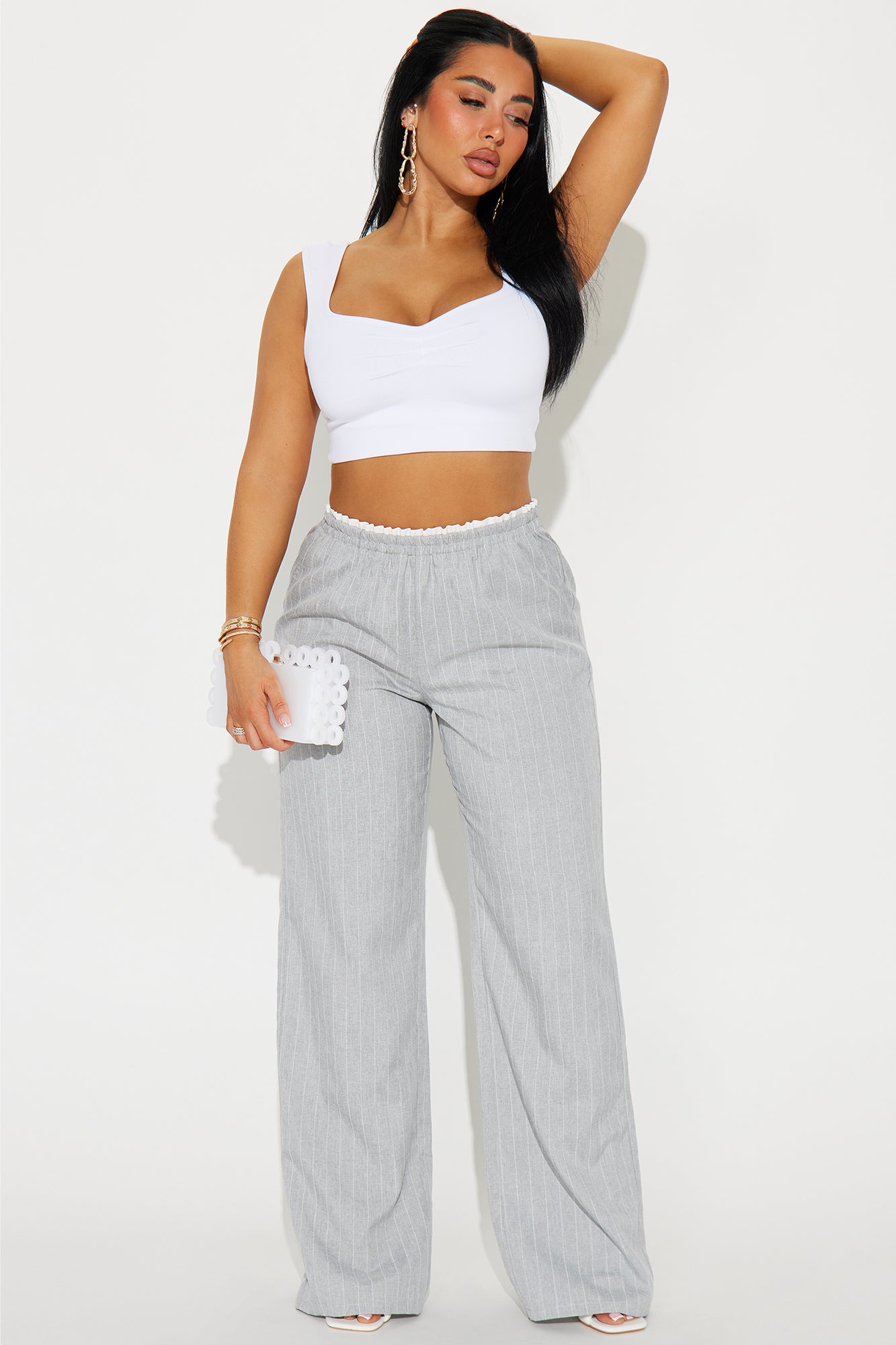 Nolan Pinstripe Double Waistband Pant