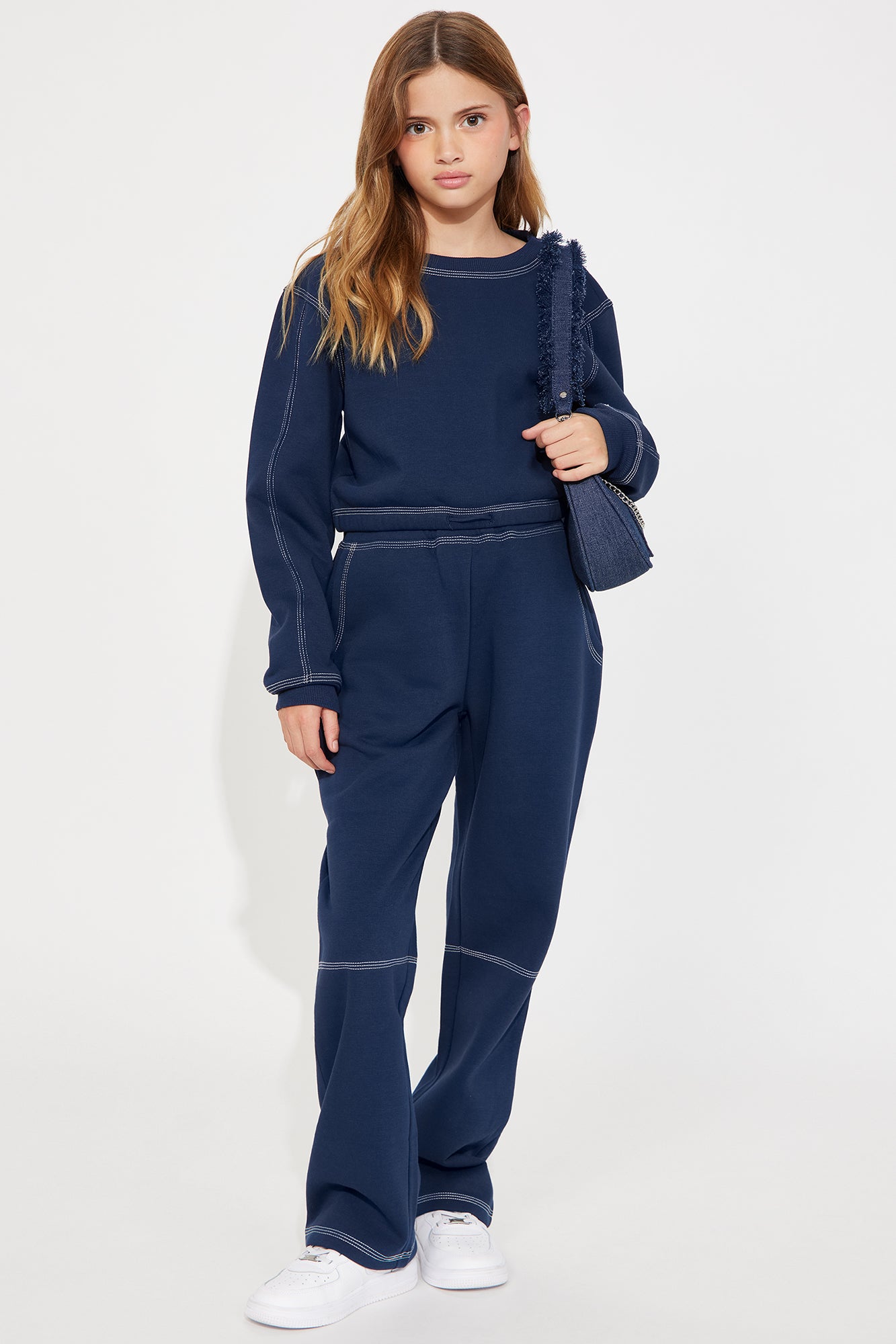 Mini Aria Contrast Stitch Fleece Lounge Set