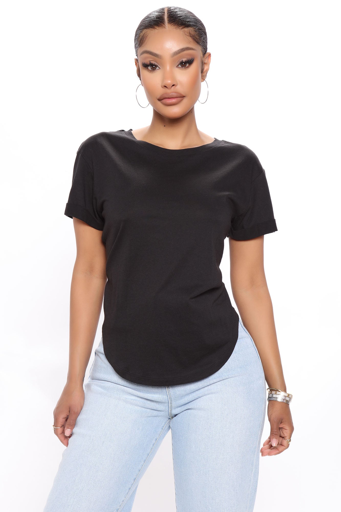 Annie Cuffed Short Sleeve Top